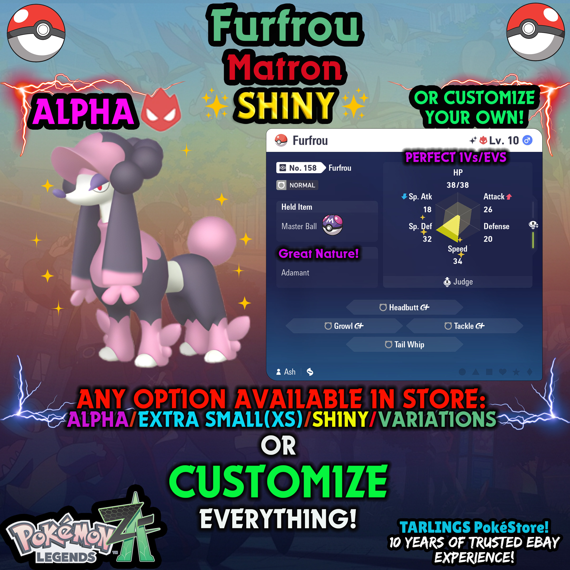 Pokemon Legends ZA π Furfrou - SHINY/NON-SHINY/ALPHAS/X-SMALL β¨ OR CUSTOM β¨ - Picture 99 of 182