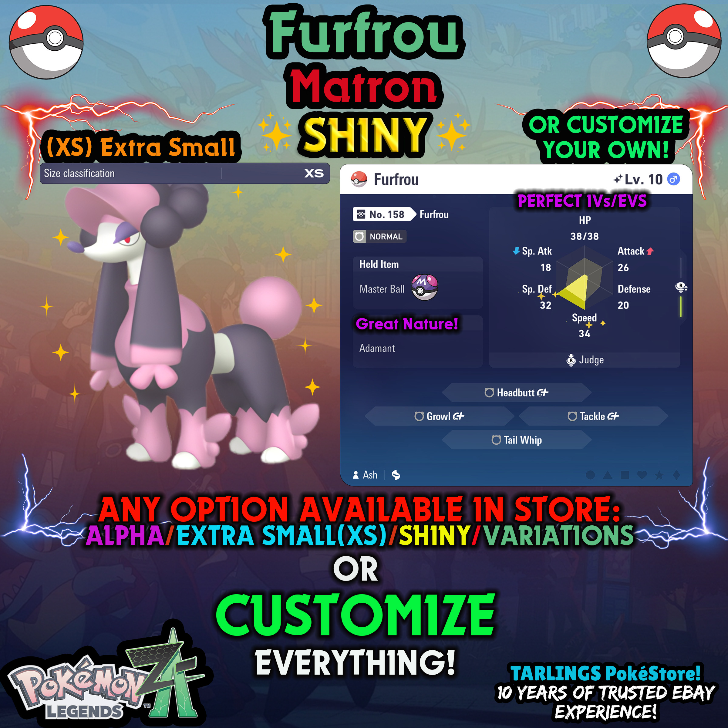 Pokemon Legends ZA π Furfrou - SHINY/NON-SHINY/ALPHAS/X-SMALL β¨ OR CUSTOM β¨ - Picture 159 of 182