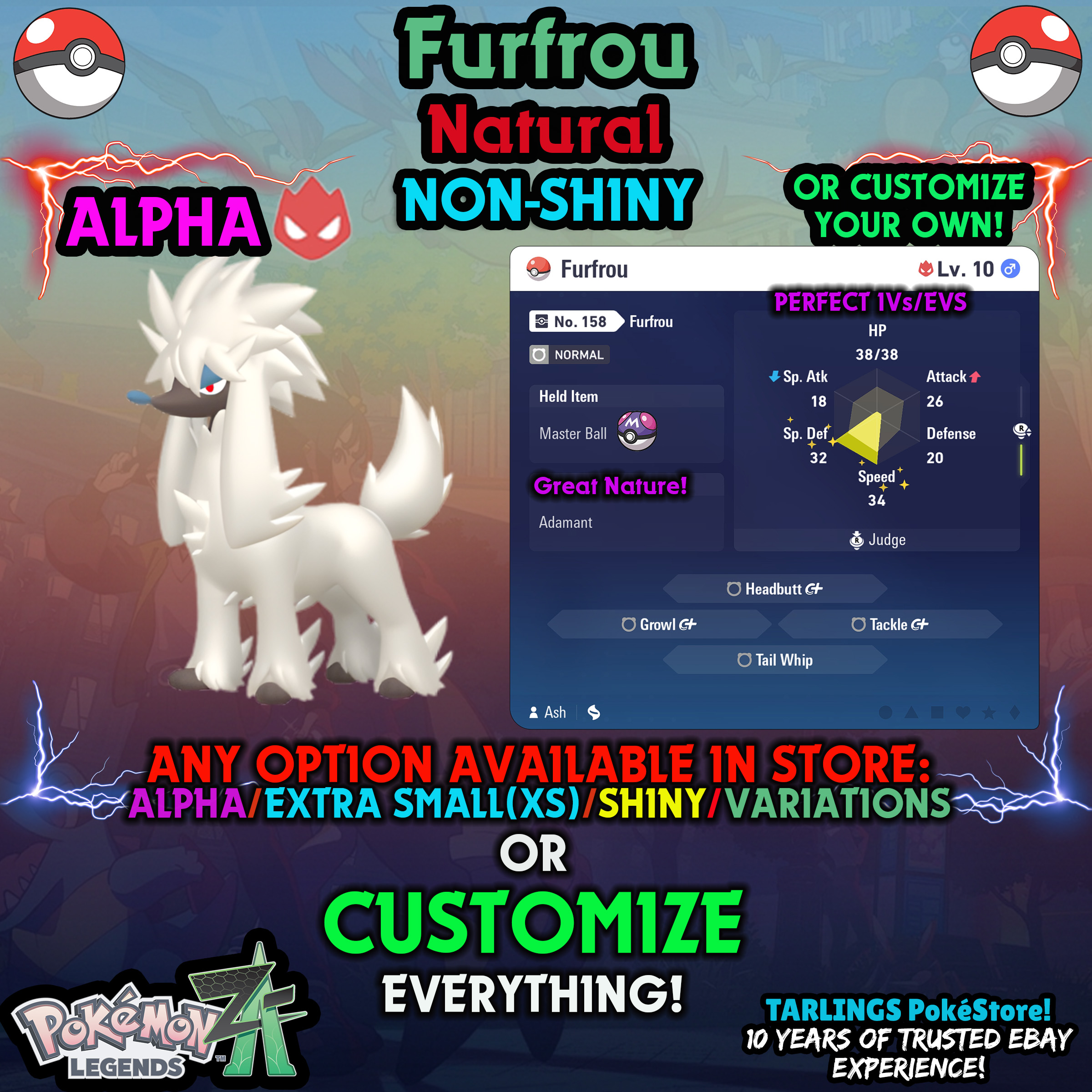 Pokemon Legends ZA π Furfrou - SHINY/NON-SHINY/ALPHAS/X-SMALL β¨ OR CUSTOM β¨ - Picture 70 of 182