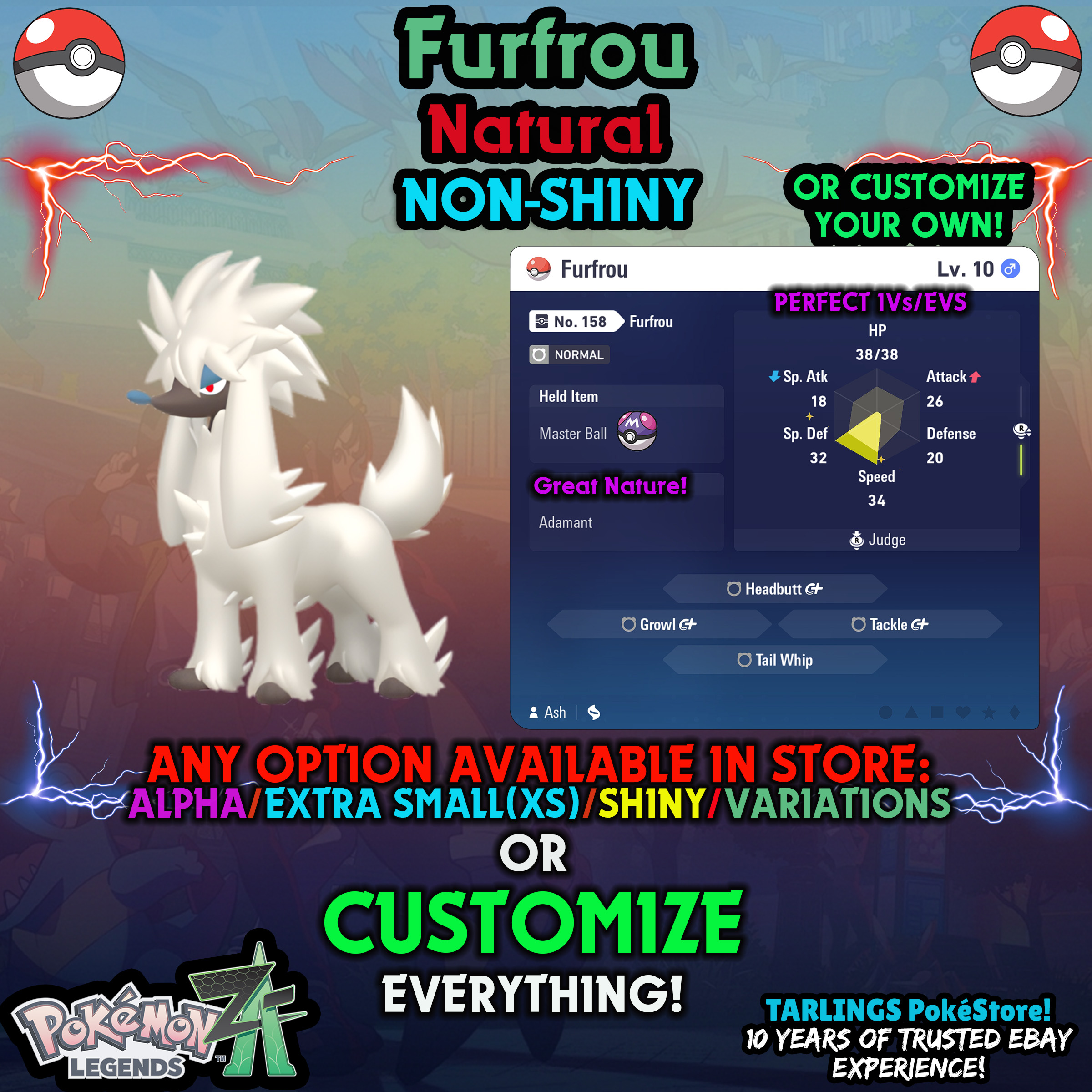 Pokemon Legends ZA π Furfrou - SHINY/NON-SHINY/ALPHAS/X-SMALL β¨ OR CUSTOM β¨ - Picture 10 of 182