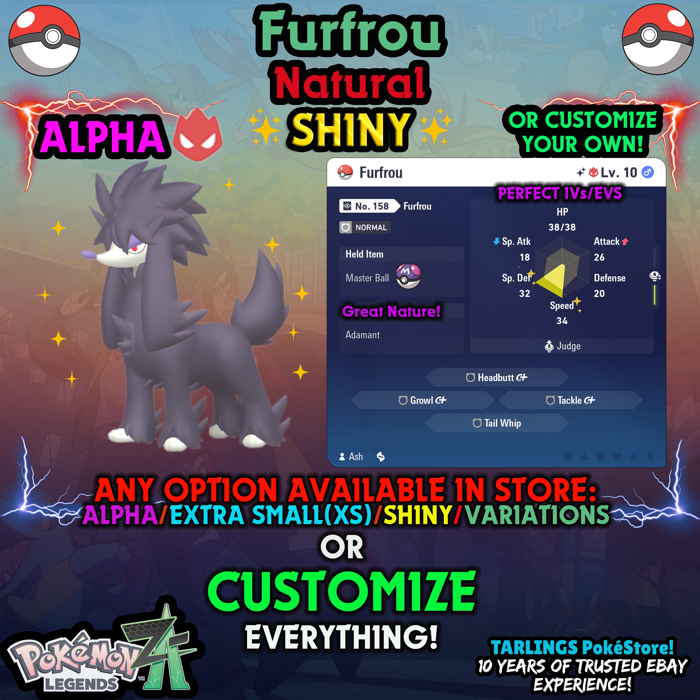 Pokemon Legends ZA π Furfrou - SHINY/NON-SHINY/ALPHAS/X-SMALL β¨ OR CUSTOM β¨ - Picture 100 of 182