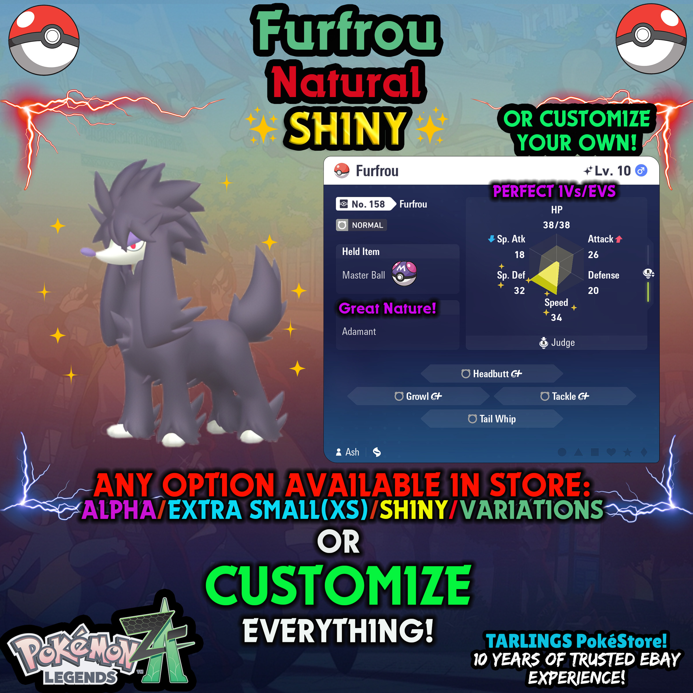 Pokemon Legends ZA π Furfrou - SHINY/NON-SHINY/ALPHAS/X-SMALL β¨ OR CUSTOM β¨ - Picture 40 of 182