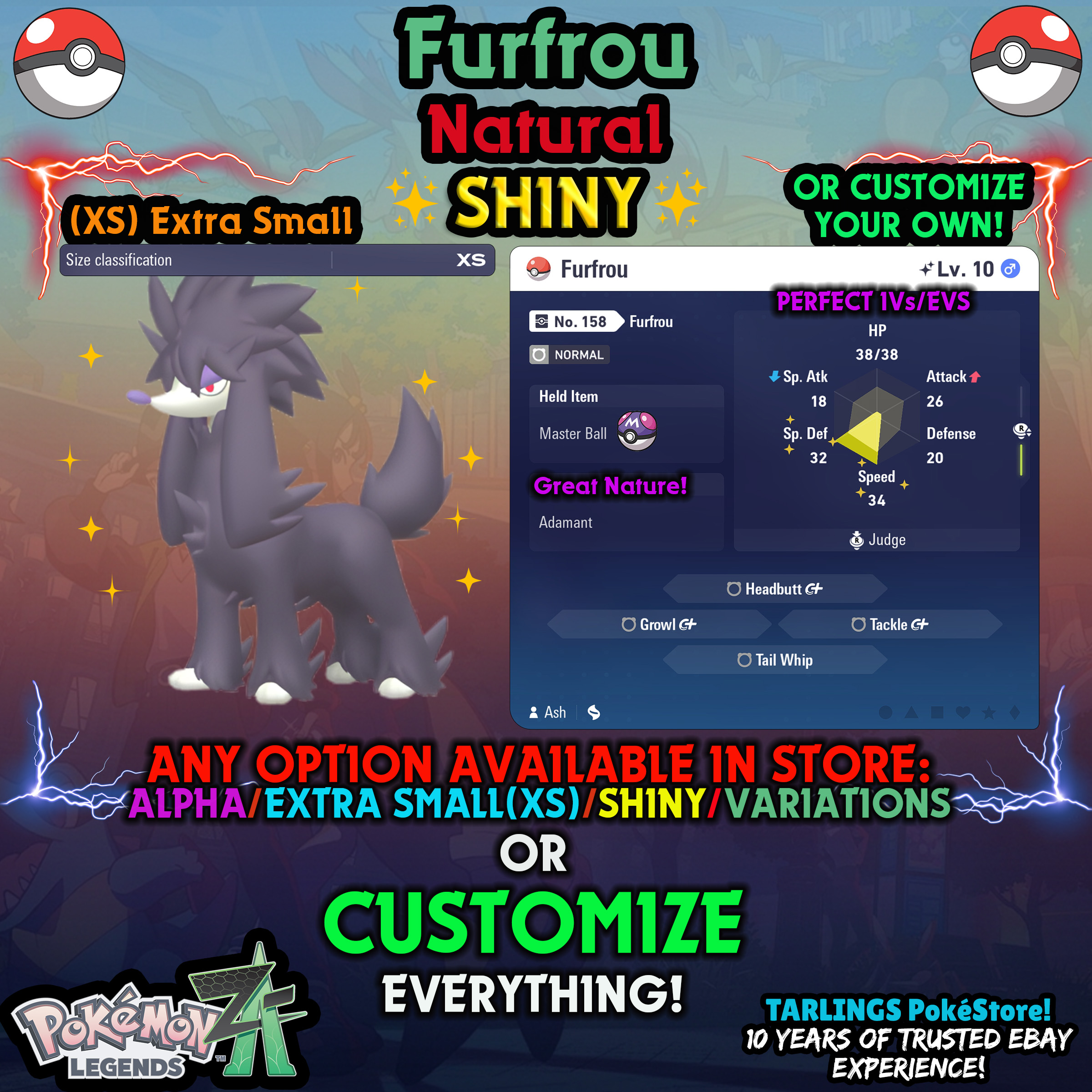 Pokemon Legends ZA π Furfrou - SHINY/NON-SHINY/ALPHAS/X-SMALL β¨ OR CUSTOM β¨ - Picture 160 of 182