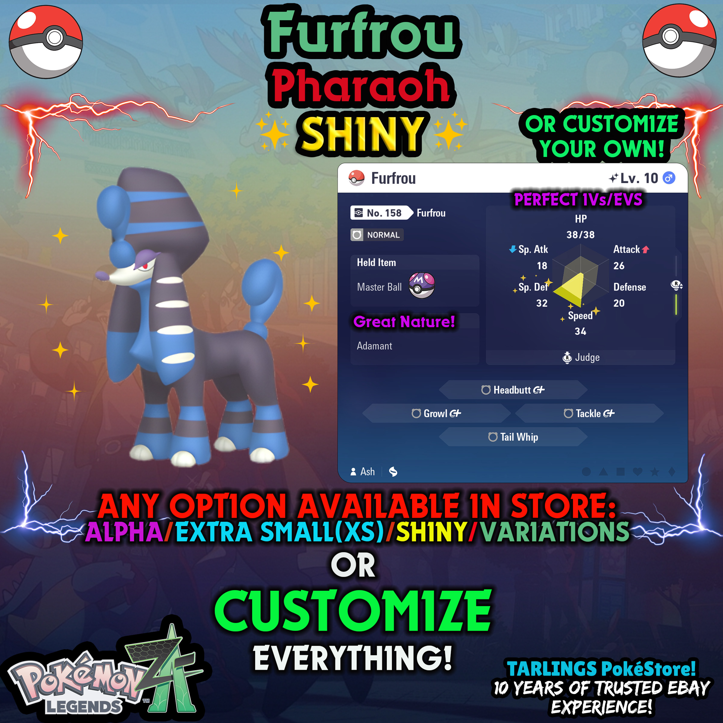Pokemon Legends ZA π Furfrou - SHINY/NON-SHINY/ALPHAS/X-SMALL β¨ OR CUSTOM β¨ - Picture 41 of 182