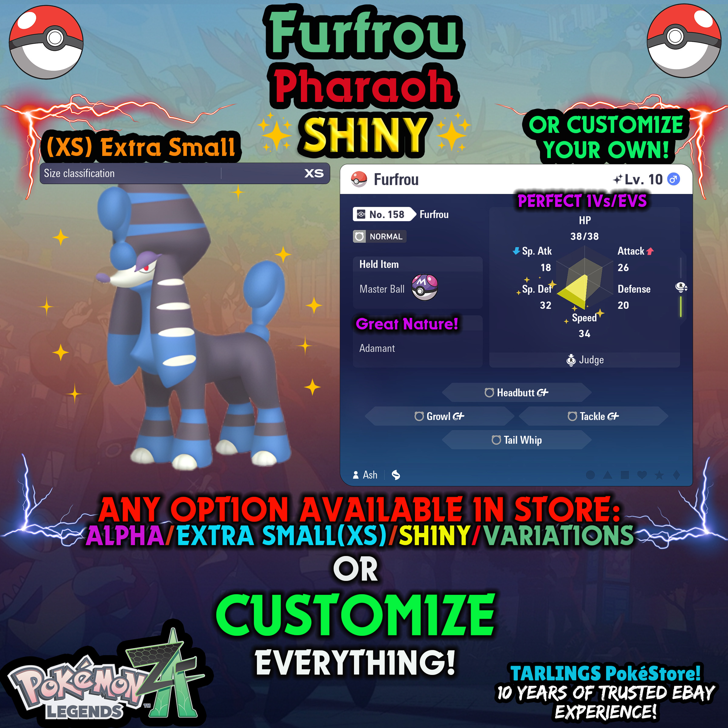 Pokemon Legends ZA π Furfrou - SHINY/NON-SHINY/ALPHAS/X-SMALL β¨ OR CUSTOM β¨ - Picture 161 of 182