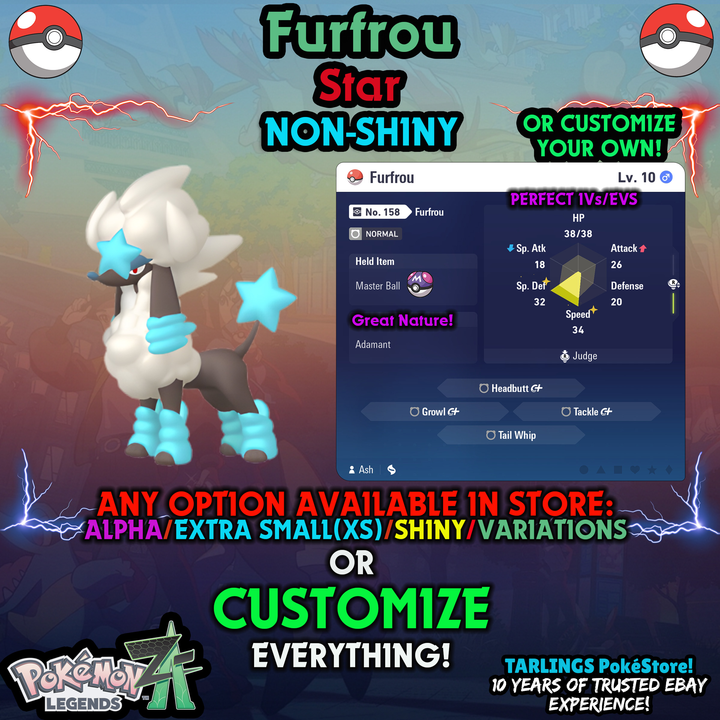 Pokemon Legends ZA π Furfrou - SHINY/NON-SHINY/ALPHAS/X-SMALL β¨ OR CUSTOM β¨ - Picture 12 of 182