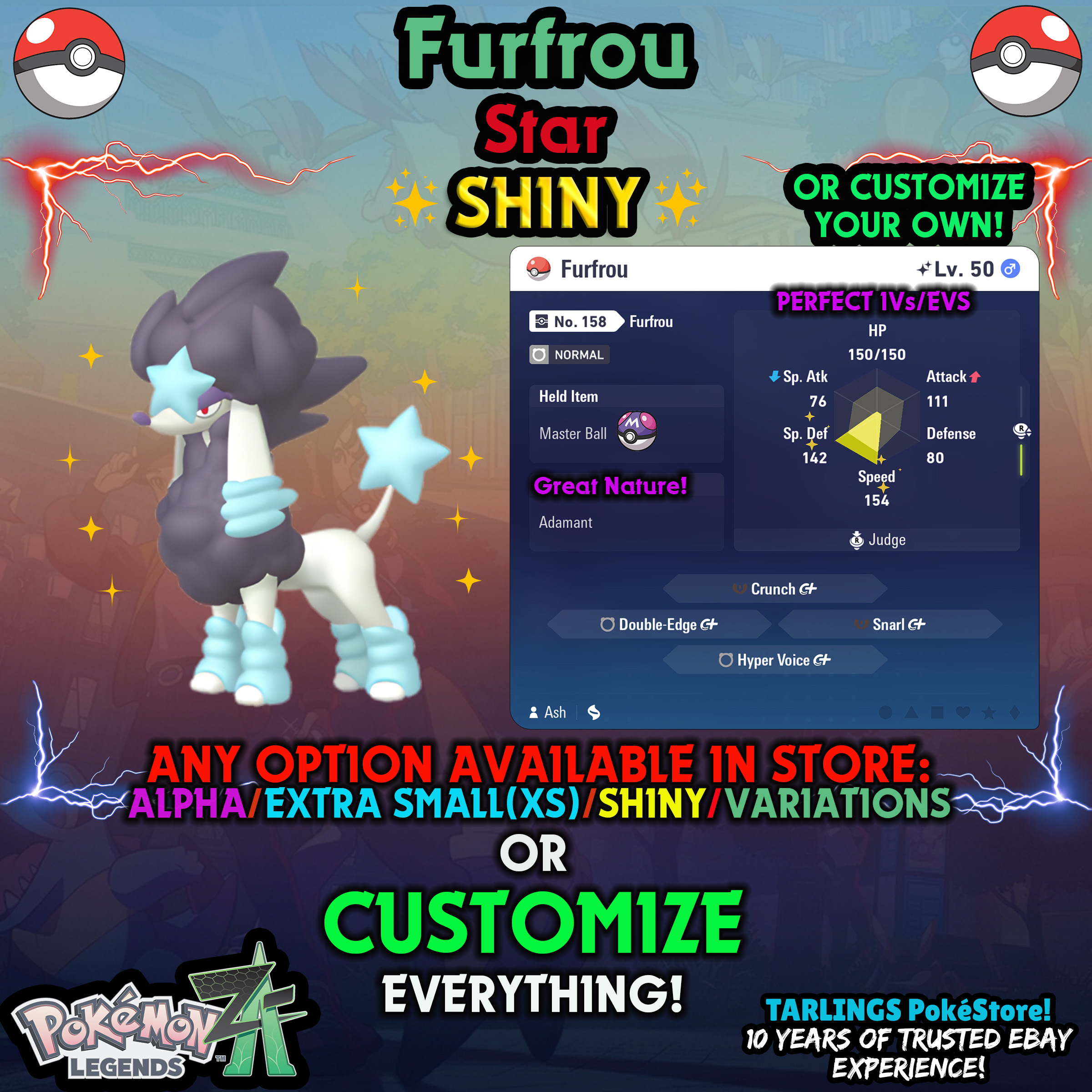 Pokemon Legends ZA π Furfrou - SHINY/NON-SHINY/ALPHAS/X-SMALL β¨ OR CUSTOM β¨ - Picture 52 of 182