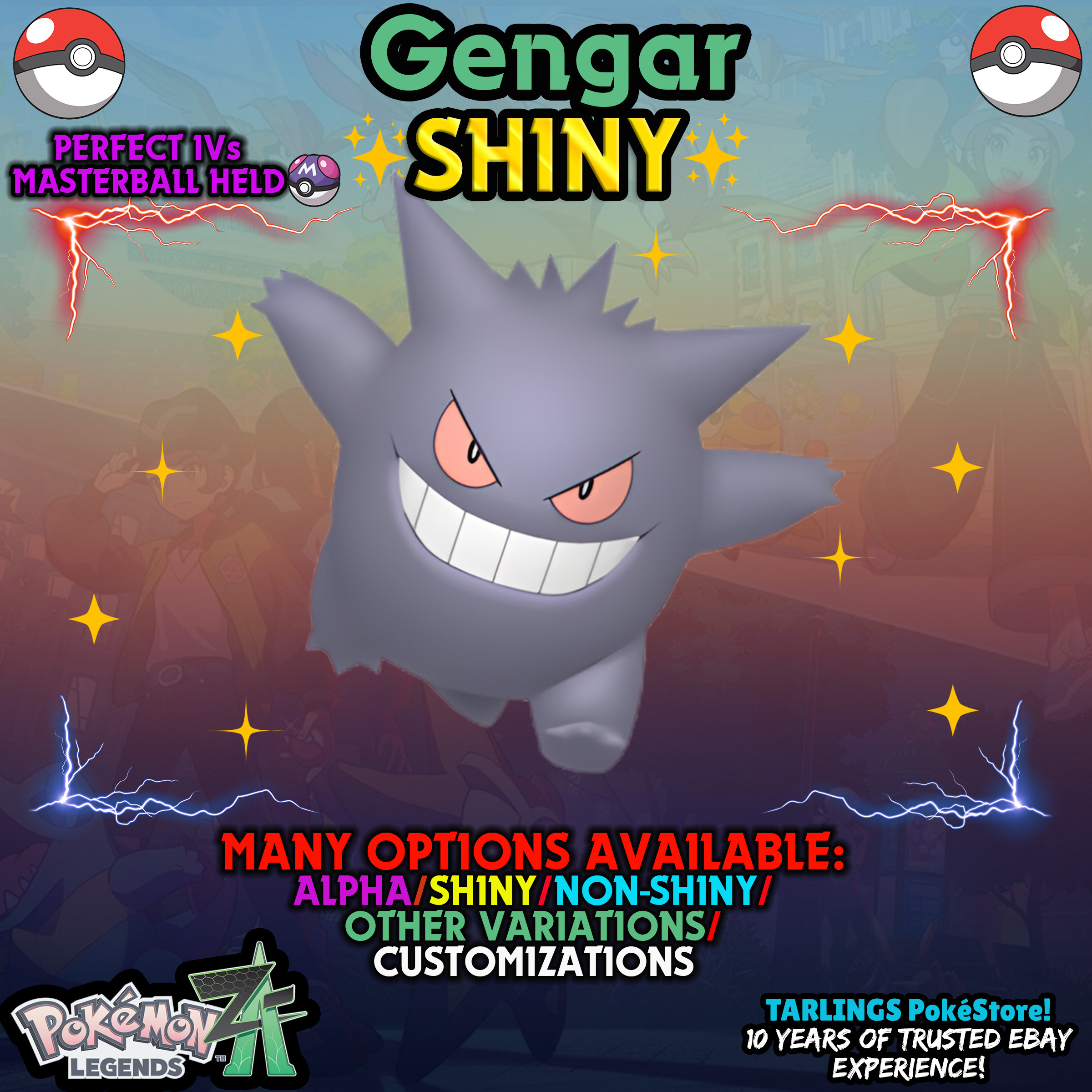 Pokemon Legends ZA π Gengar - SHINY/NON-SHINY/ALPHAS β¨ IVs/CUSTOMS β¨ - Picture 3 of 10