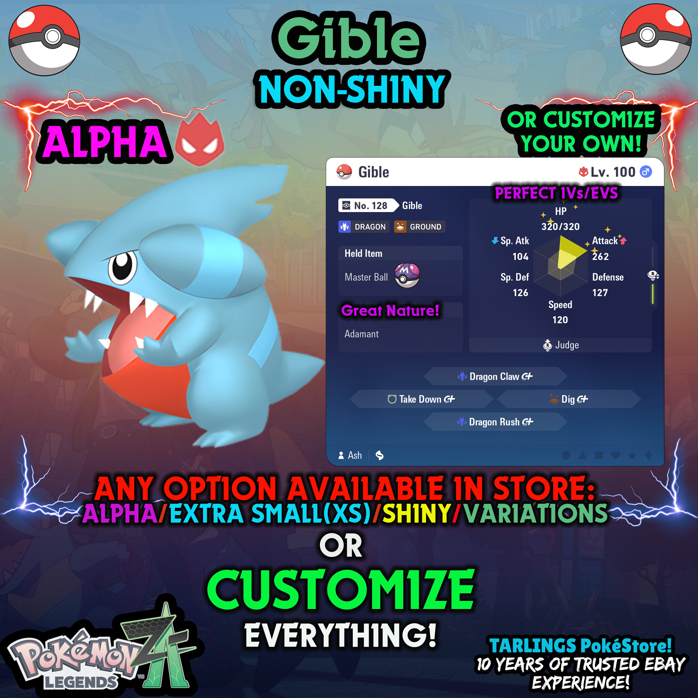 Pokemon Legends ZA π Gible - SHINY/NON-SHINY/ALPHAS/X-SMALL β¨ OR CUSTOM β¨ - Picture 11 of 20