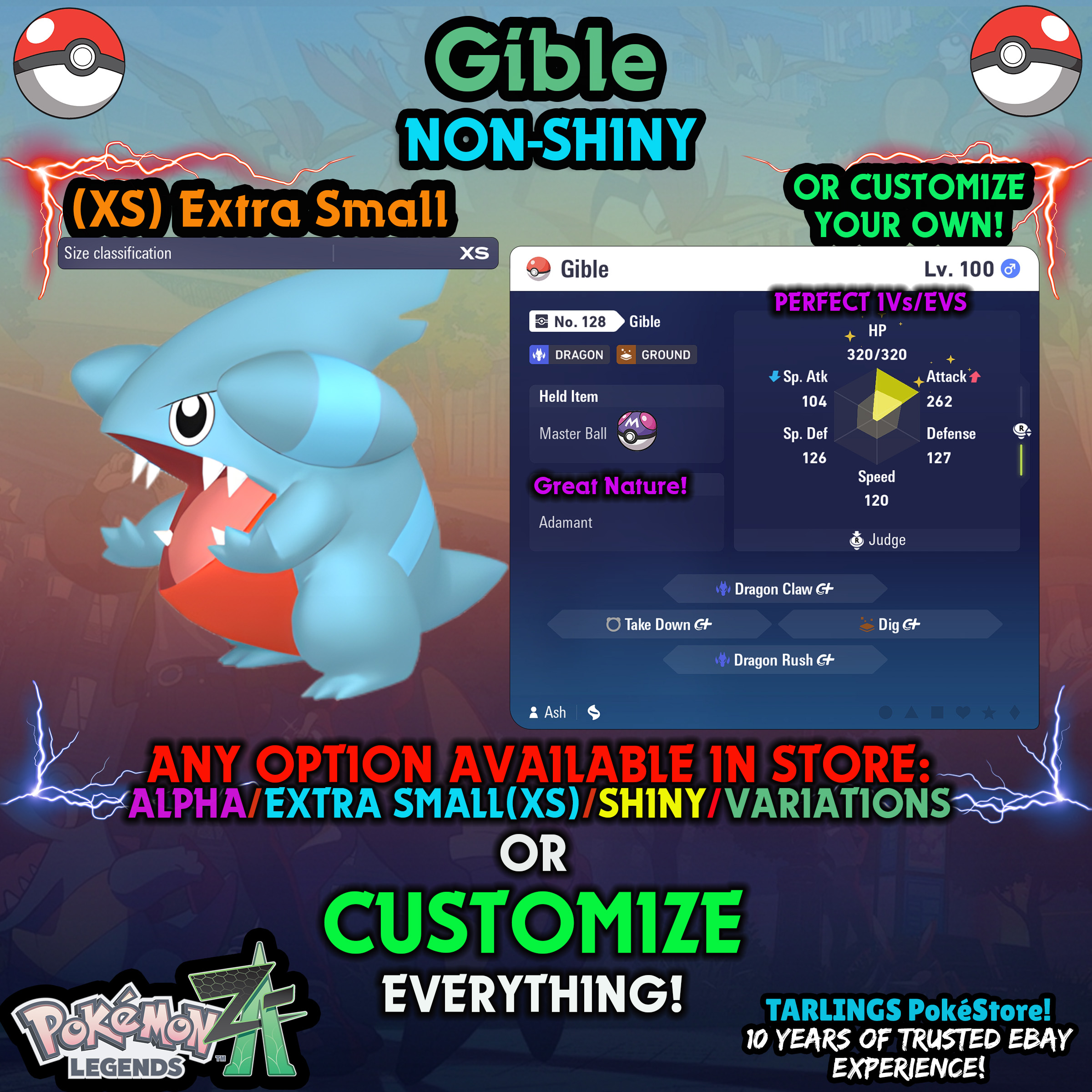 Pokemon Legends ZA π Gible - SHINY/NON-SHINY/ALPHAS/X-SMALL β¨ OR CUSTOM β¨ - Picture 17 of 20
