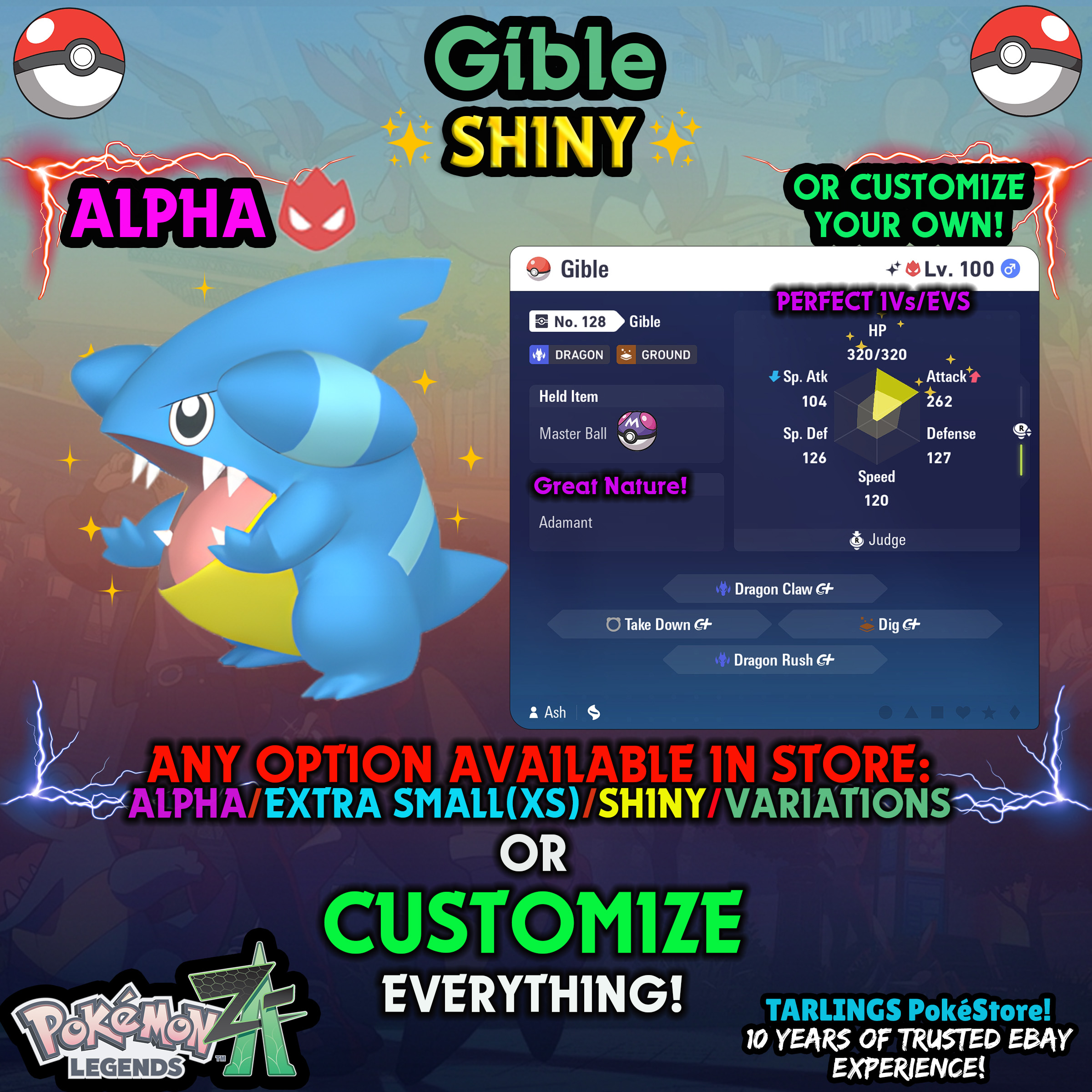 Pokemon Legends ZA π Gible - SHINY/NON-SHINY/ALPHAS/X-SMALL β¨ OR CUSTOM β¨ - Picture 14 of 20