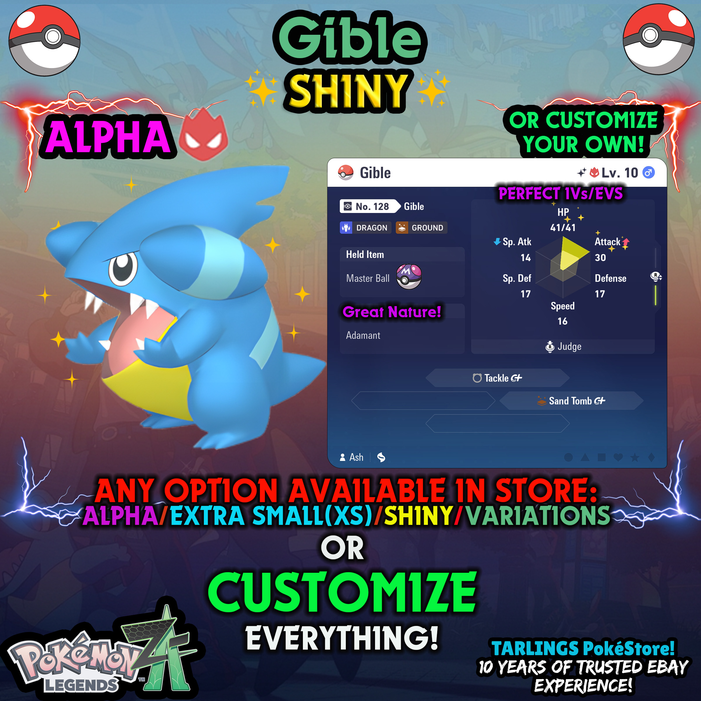 Pokemon Legends ZA π Gible - SHINY/NON-SHINY/ALPHAS/X-SMALL β¨ OR CUSTOM β¨ - Picture 12 of 20