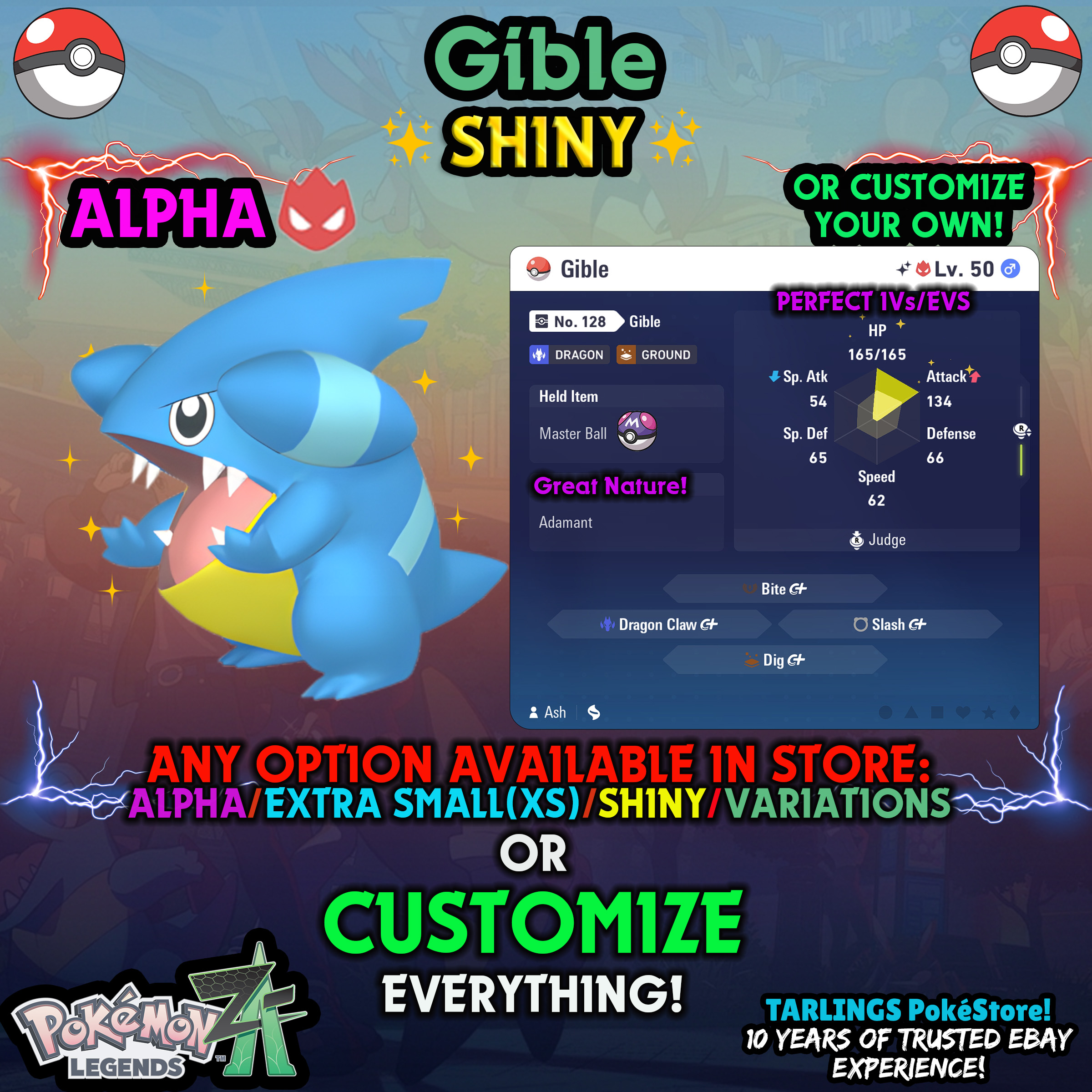 Pokemon Legends ZA π Gible - SHINY/NON-SHINY/ALPHAS/X-SMALL β¨ OR CUSTOM β¨ - Picture 13 of 20