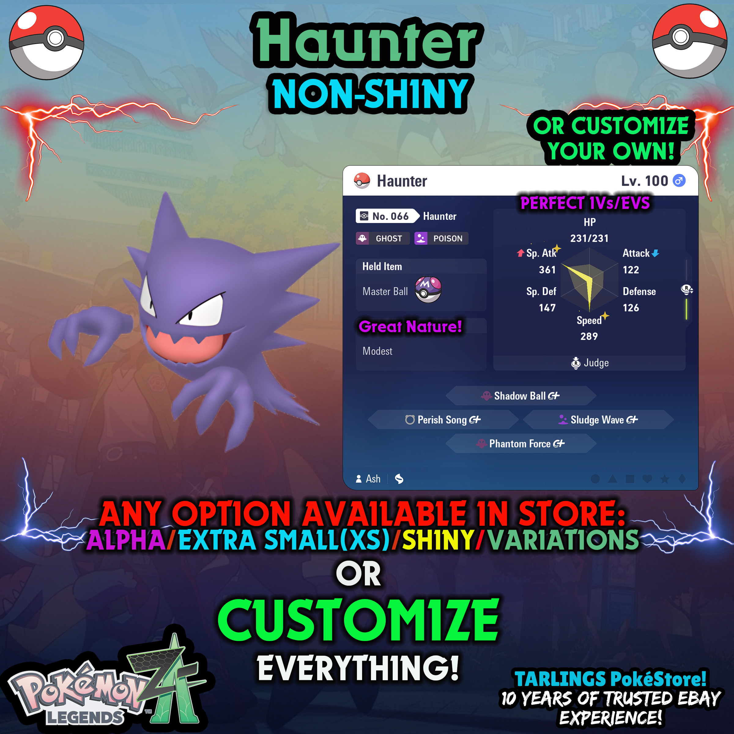 Pokemon Legends ZA π Haunter - SHINY/NON-SHINY/ALPHAS/X-SMALL β¨ OR CUSTOM β¨ - Picture 4 of 14
