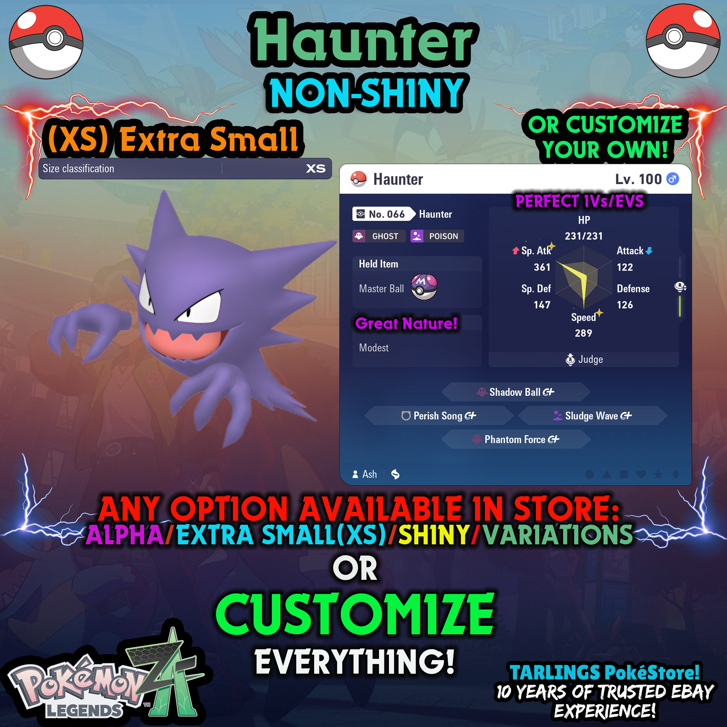 Pokemon Legends ZA π Haunter - SHINY/NON-SHINY/ALPHAS/X-SMALL β¨ OR CUSTOM β¨ - Picture 12 of 14