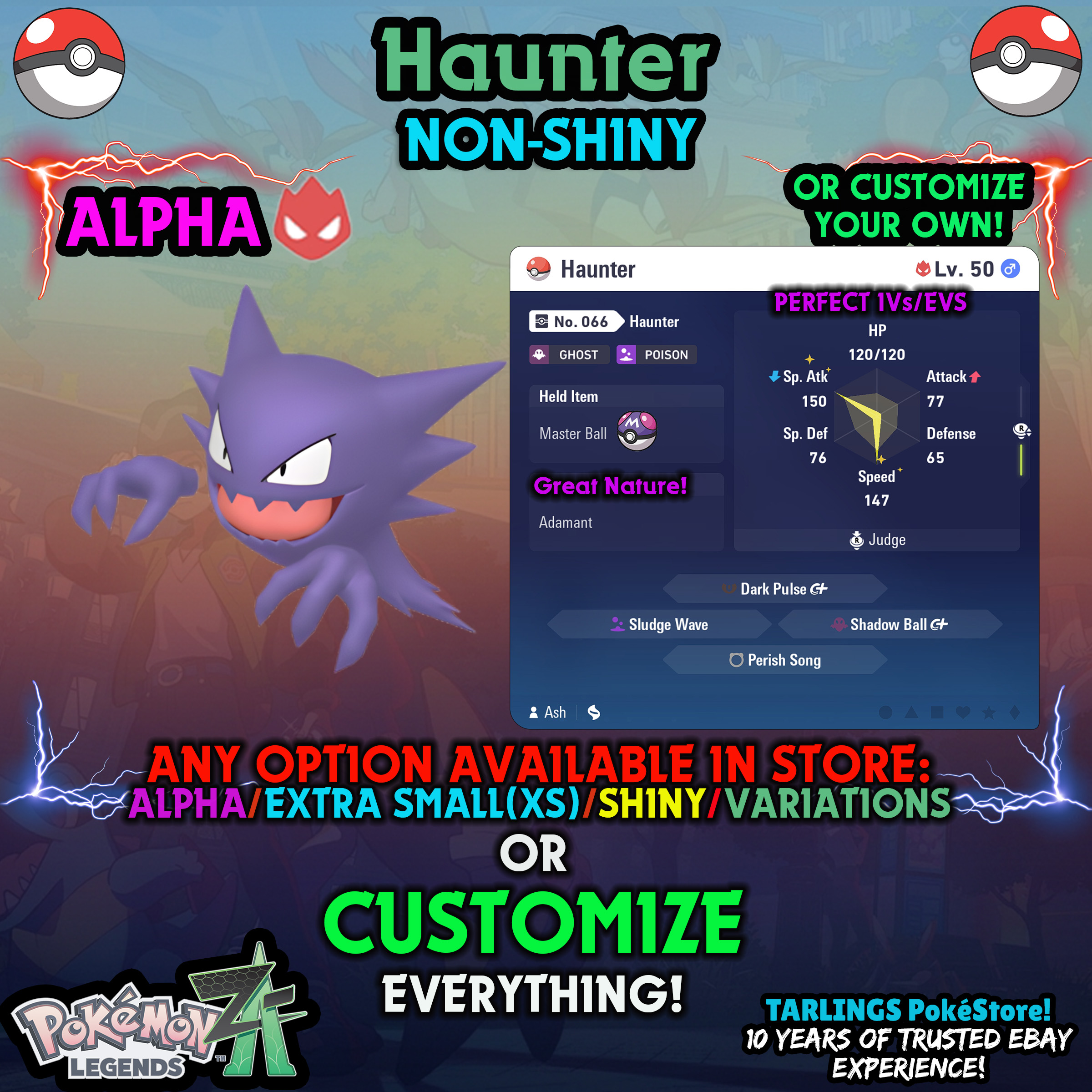 Pokemon Legends ZA π Haunter - SHINY/NON-SHINY/ALPHAS/X-SMALL β¨ OR CUSTOM β¨ - Picture 7 of 14