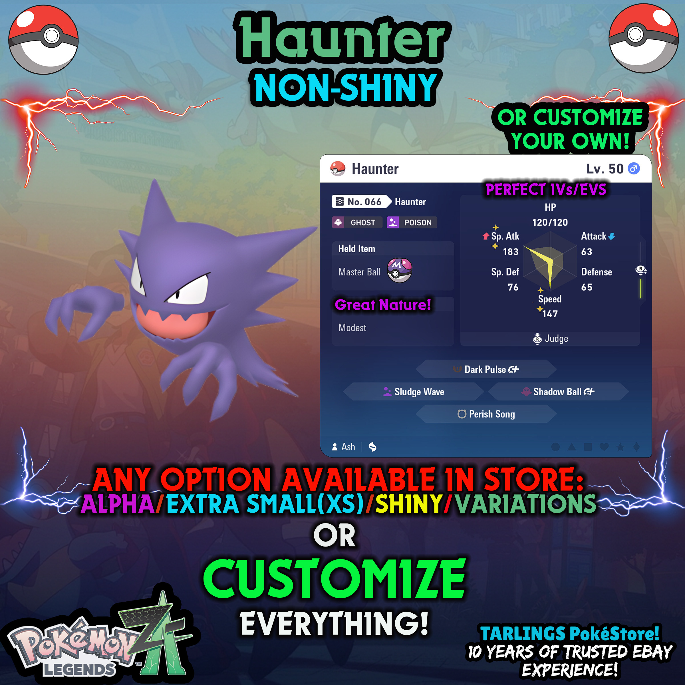 Pokemon Legends ZA π Haunter - SHINY/NON-SHINY/ALPHAS/X-SMALL β¨ OR CUSTOM β¨ - Picture 3 of 14