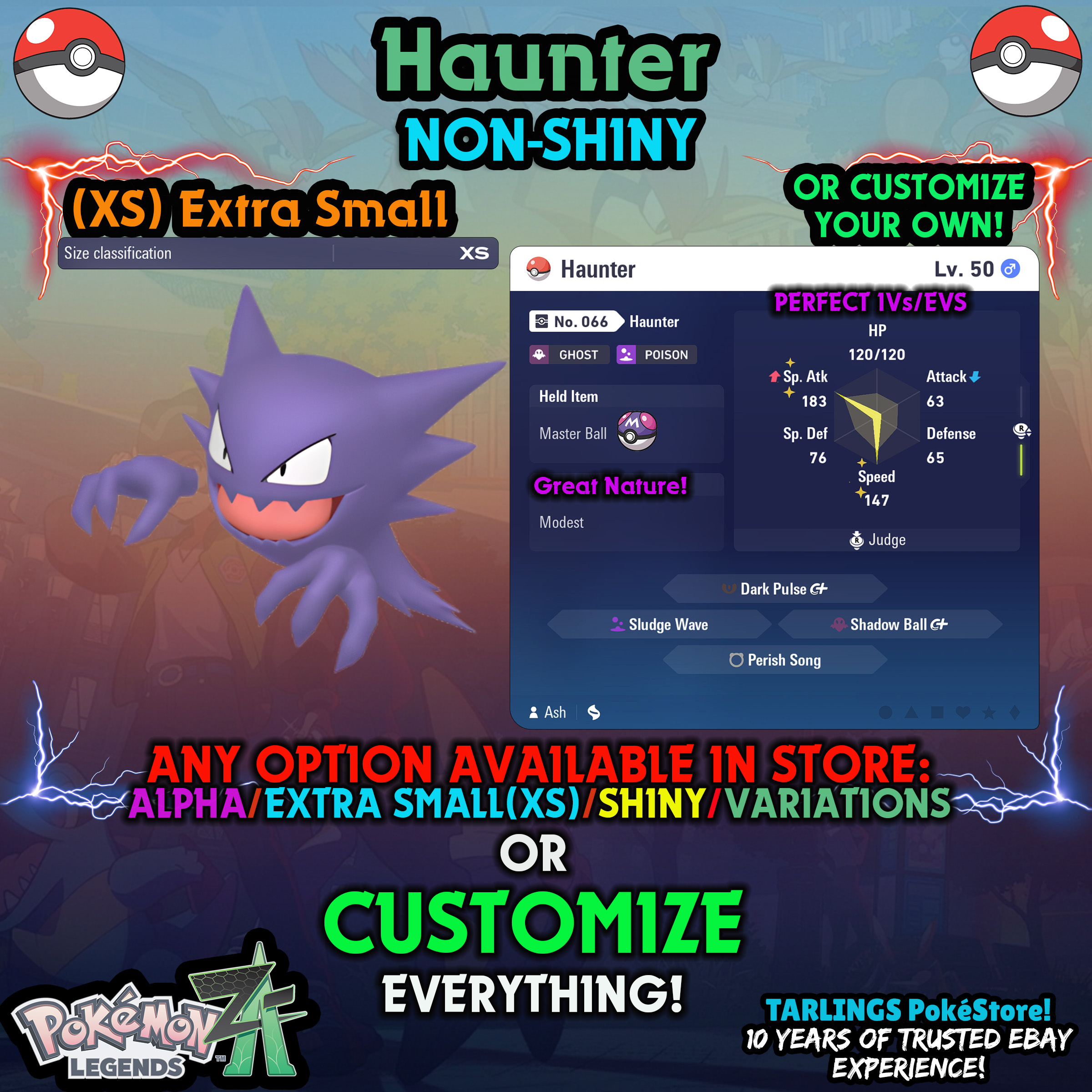 Pokemon Legends ZA π Haunter - SHINY/NON-SHINY/ALPHAS/X-SMALL β¨ OR CUSTOM β¨ - Picture 11 of 14