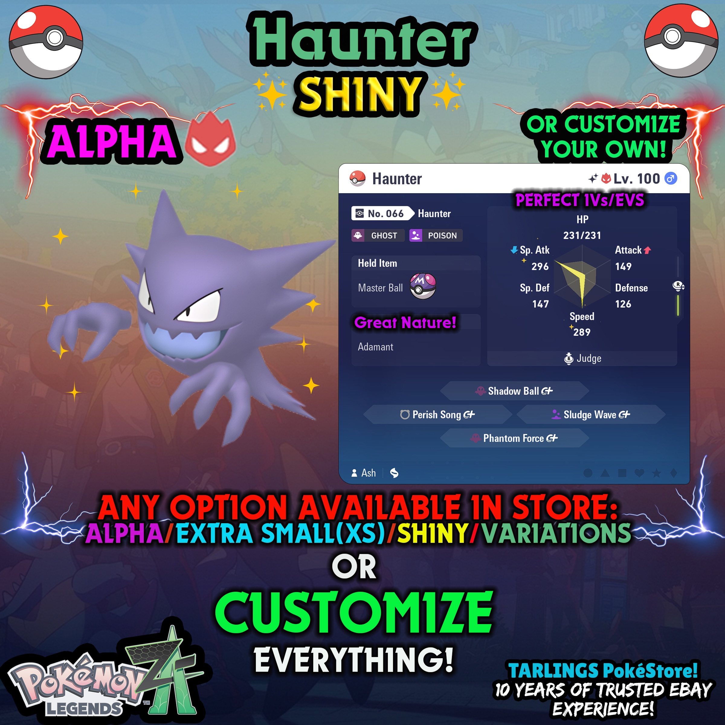 Pokemon Legends ZA π Haunter - SHINY/NON-SHINY/ALPHAS/X-SMALL β¨ OR CUSTOM β¨ - Picture 10 of 14
