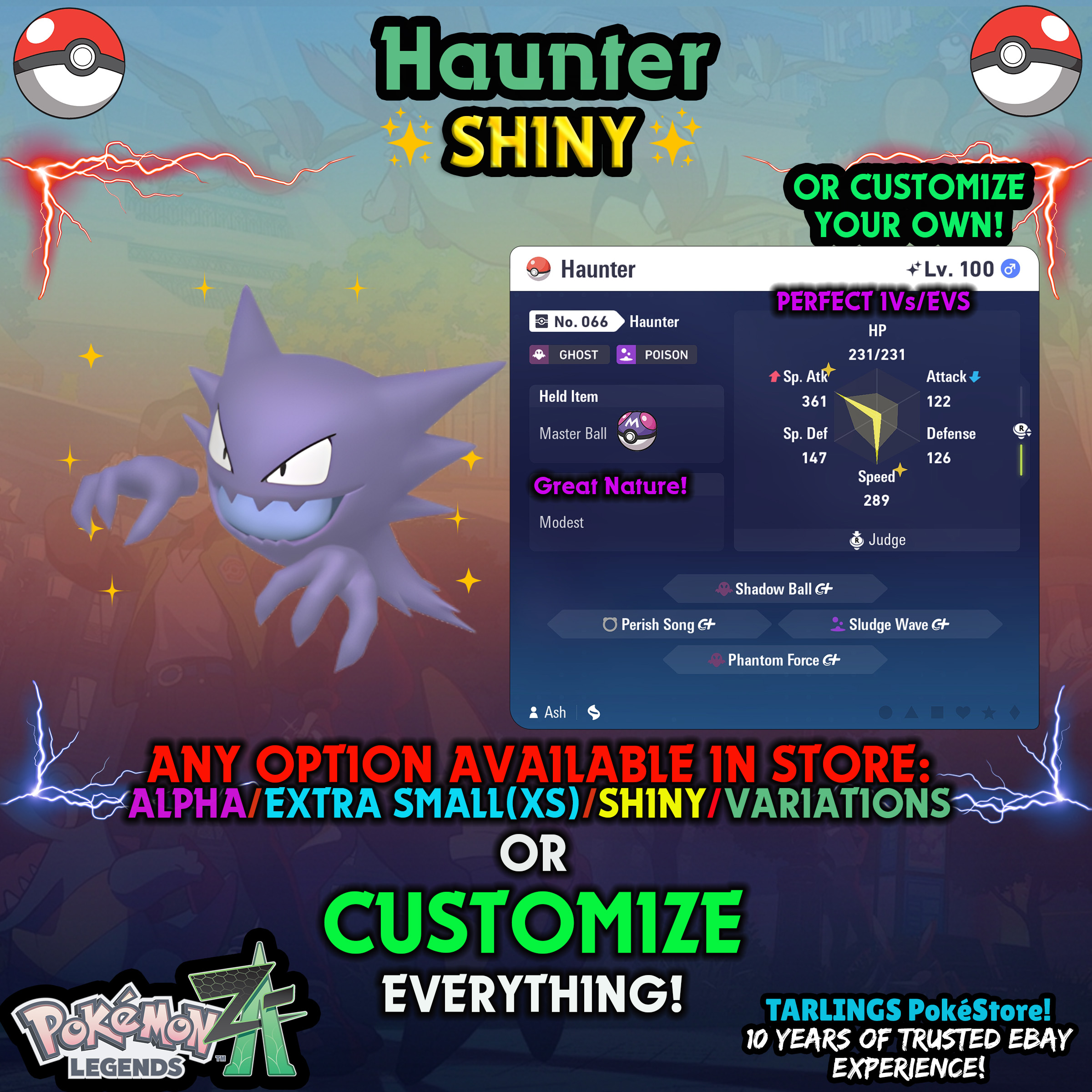 Pokemon Legends ZA π Haunter - SHINY/NON-SHINY/ALPHAS/X-SMALL β¨ OR CUSTOM β¨ - Picture 6 of 14