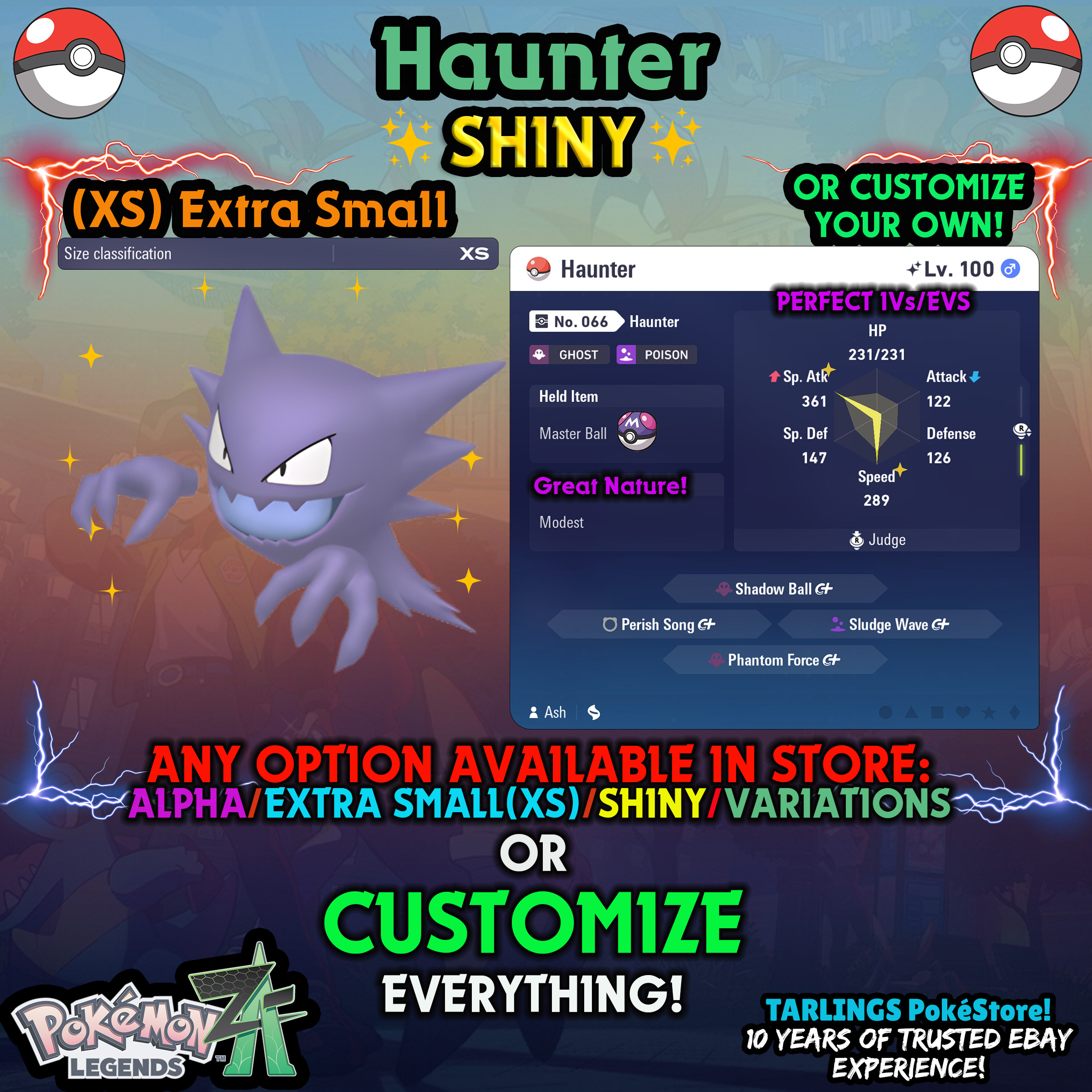 Pokemon Legends ZA π Haunter - SHINY/NON-SHINY/ALPHAS/X-SMALL β¨ OR CUSTOM β¨ - Picture 14 of 14