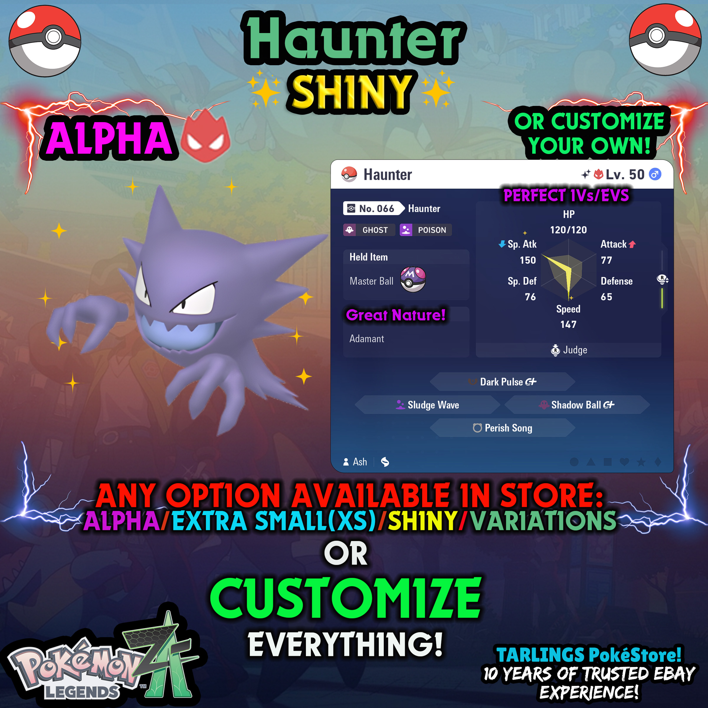 Pokemon Legends ZA π Haunter - SHINY/NON-SHINY/ALPHAS/X-SMALL β¨ OR CUSTOM β¨ - Picture 9 of 14