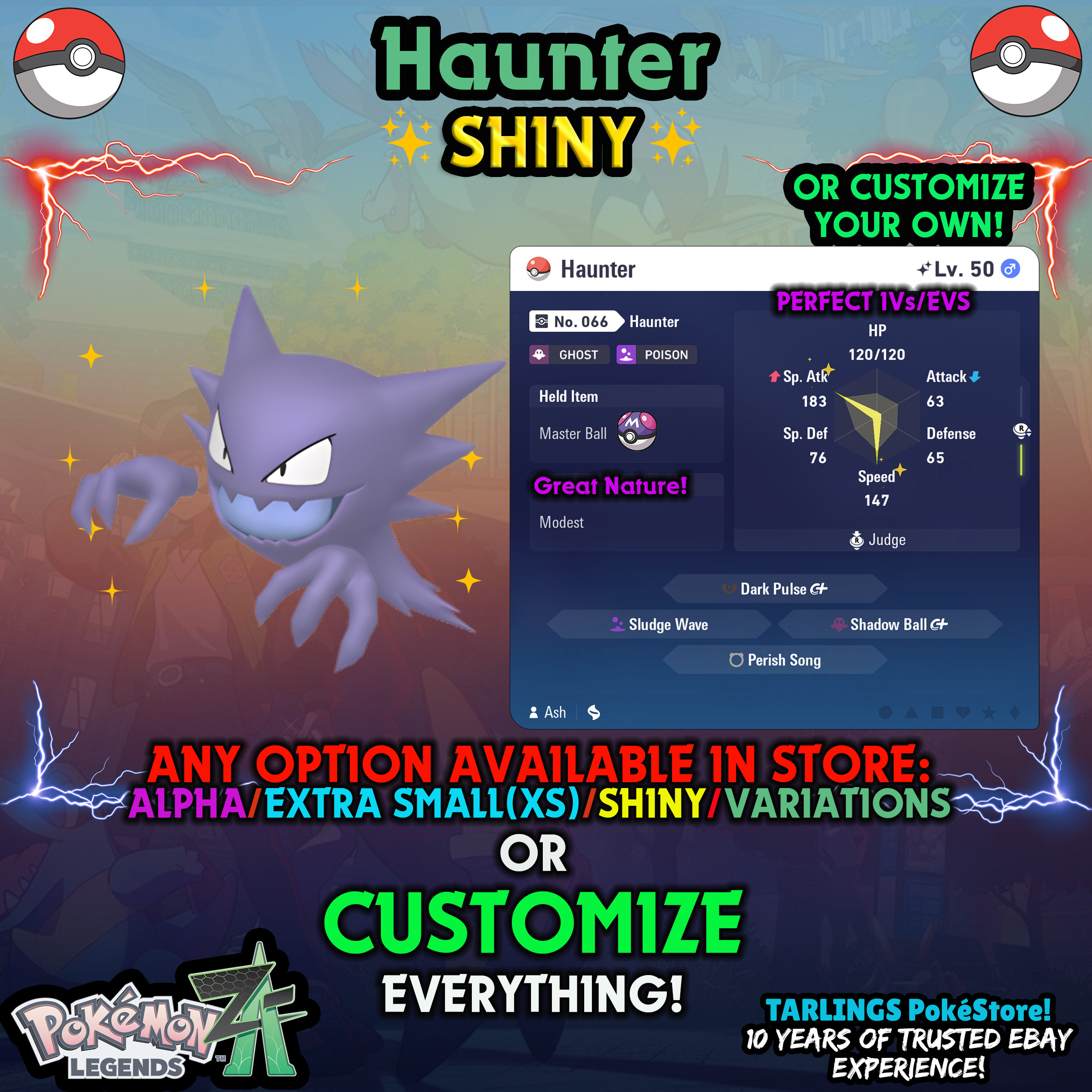 Pokemon Legends ZA π Haunter - SHINY/NON-SHINY/ALPHAS/X-SMALL β¨ OR CUSTOM β¨ - Picture 5 of 14