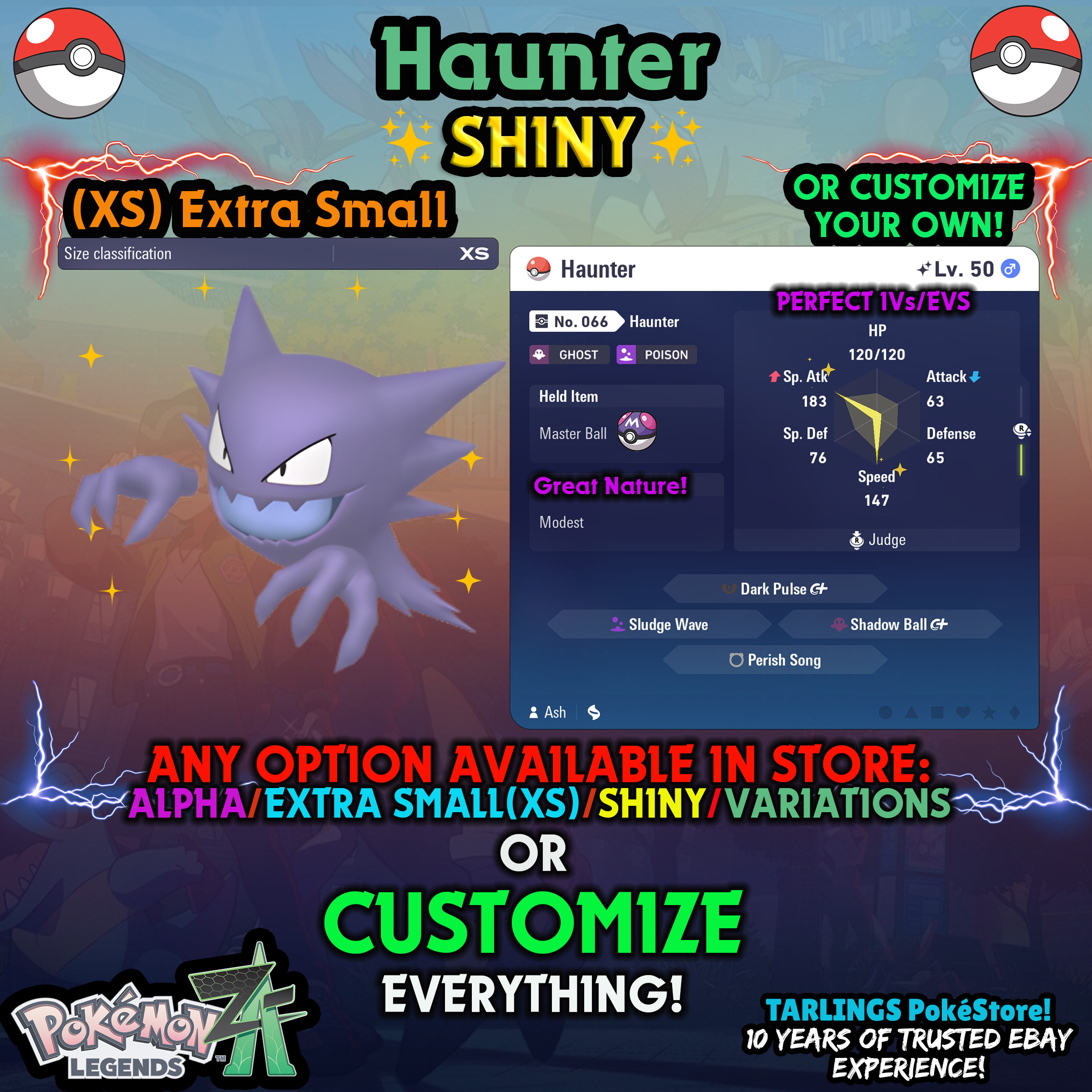 Pokemon Legends ZA π Haunter - SHINY/NON-SHINY/ALPHAS/X-SMALL β¨ OR CUSTOM β¨ - Picture 13 of 14