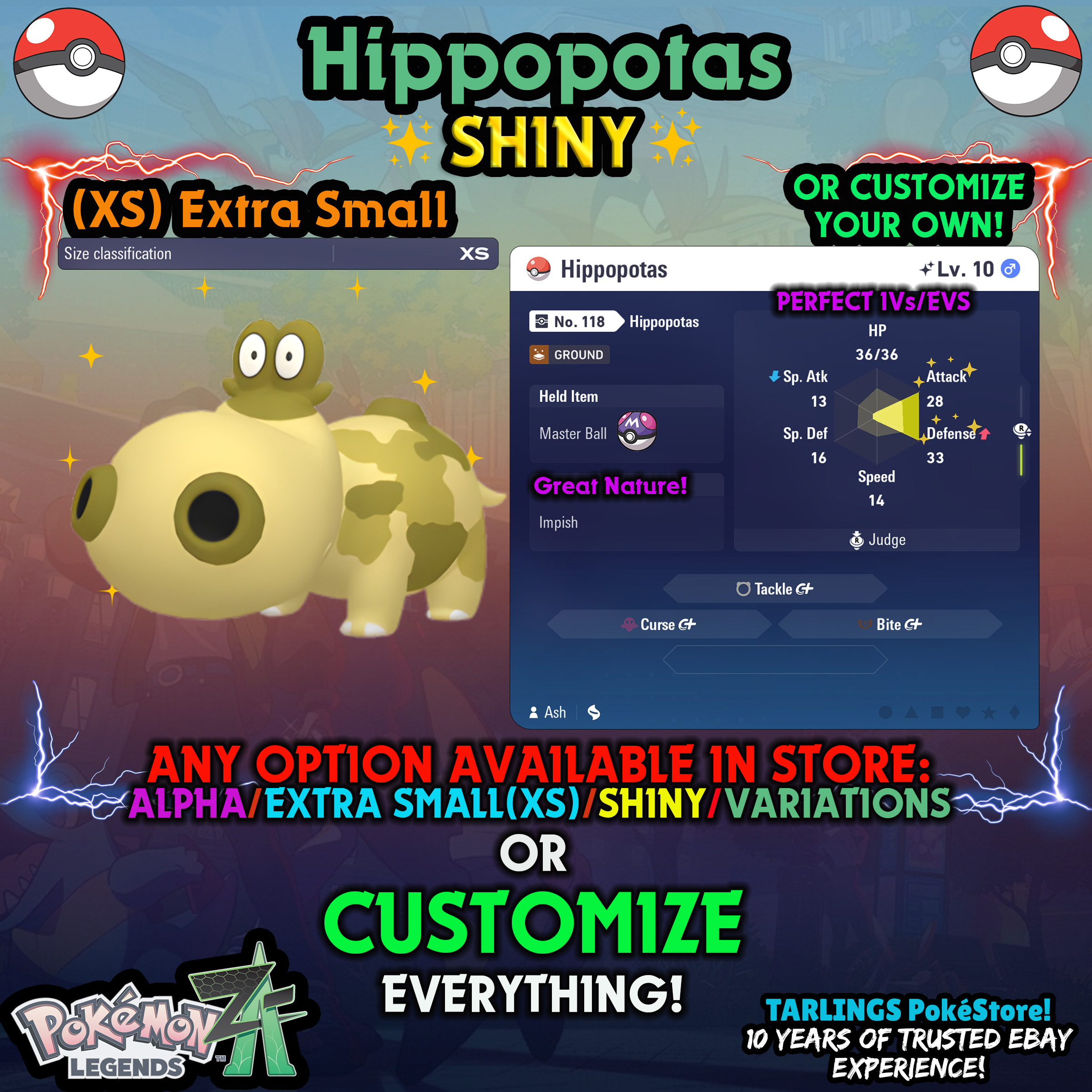 Pokemon Legends ZA π (XS) EXTRA SMALL - LOW LEVELS - SHINY β¨ IVs/Evs/CUSTOMS β¨ - Picture 68 of 146