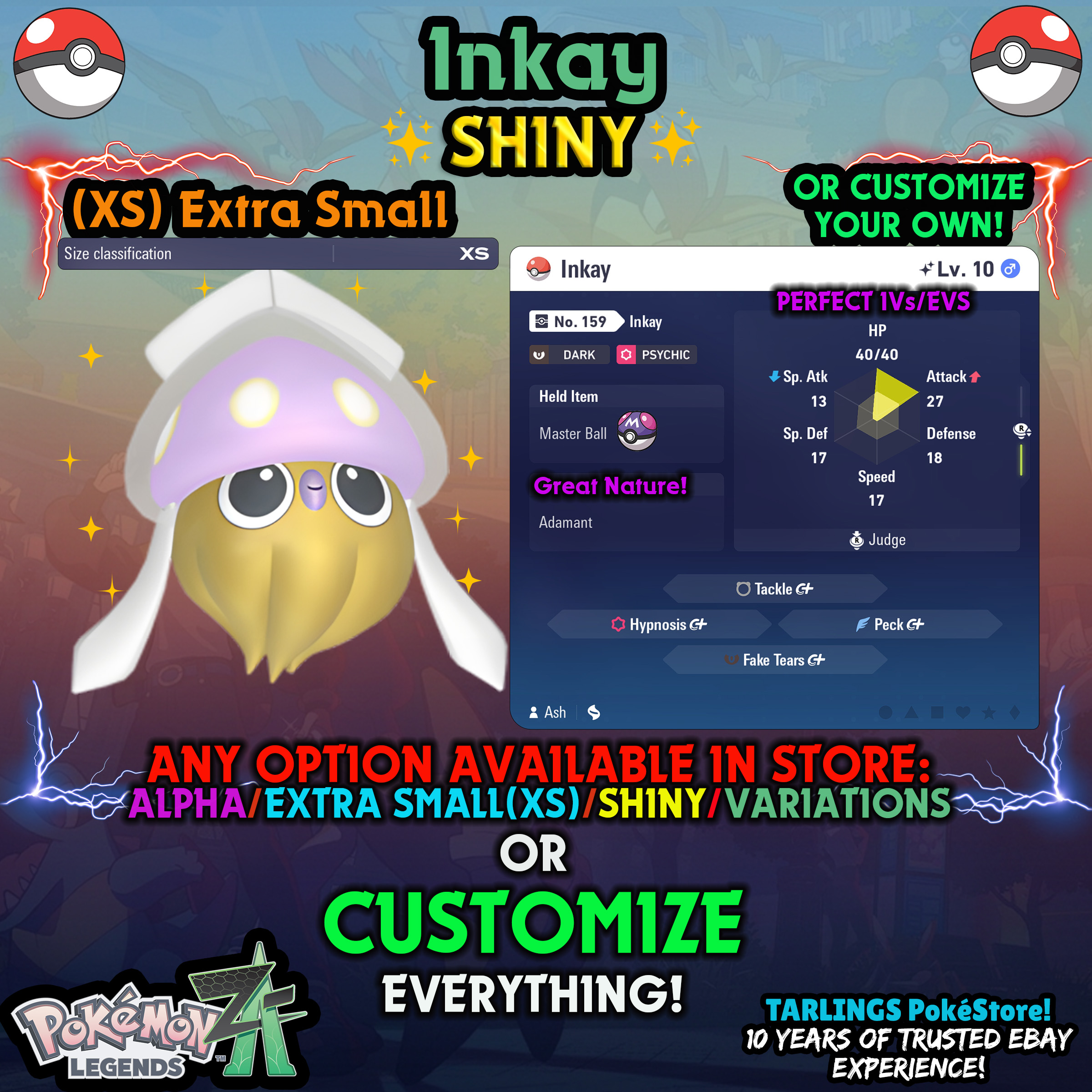 Pokemon Legends ZA π (XS) EXTRA SMALL - LOW LEVELS - SHINY β¨ IVs/Evs/CUSTOMS β¨ - Picture 105 of 146