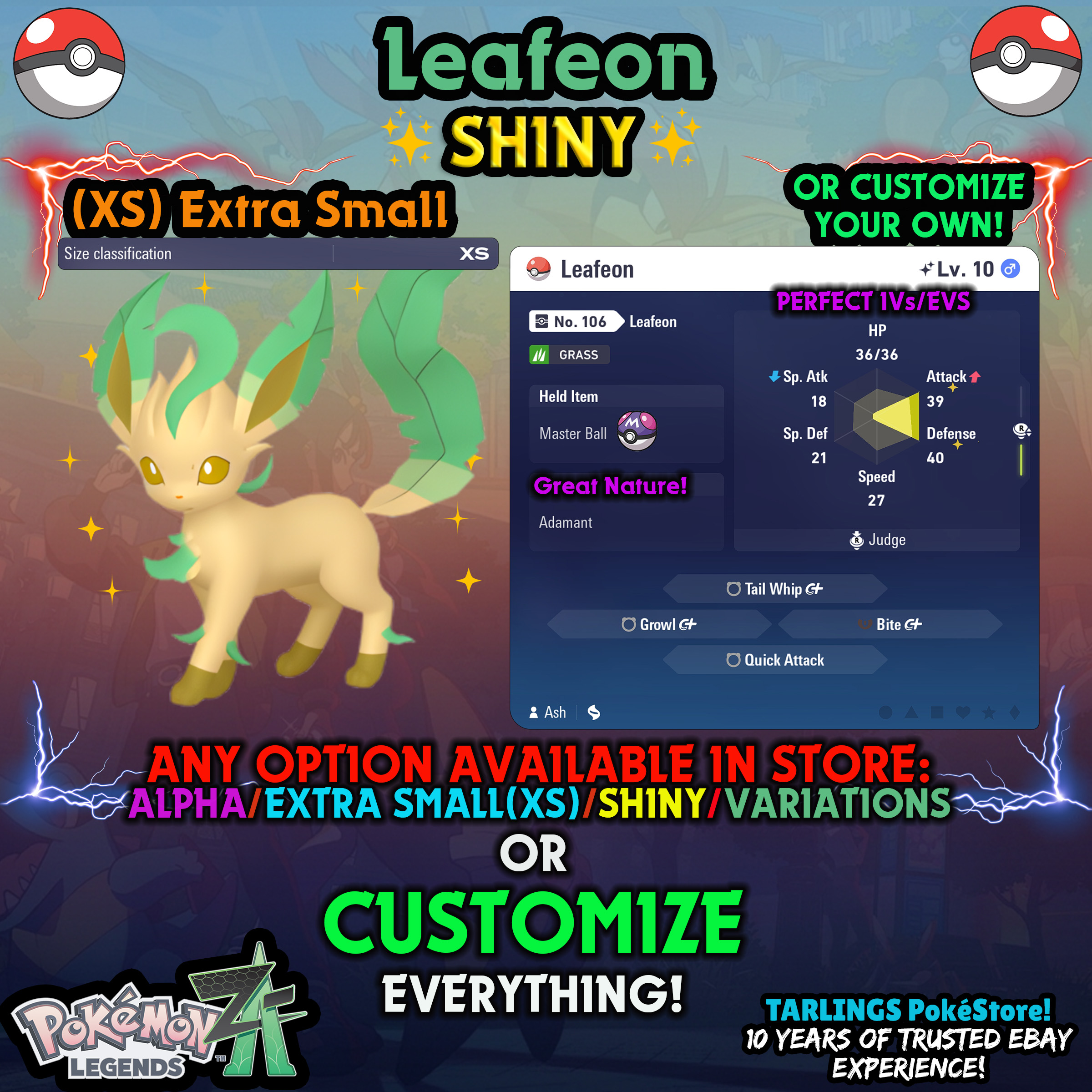Pokemon Legends ZA π (XS) EXTRA SMALL - LOW LEVELS - SHINY β¨ IVs/Evs/CUSTOMS β¨ - Picture 61 of 146
