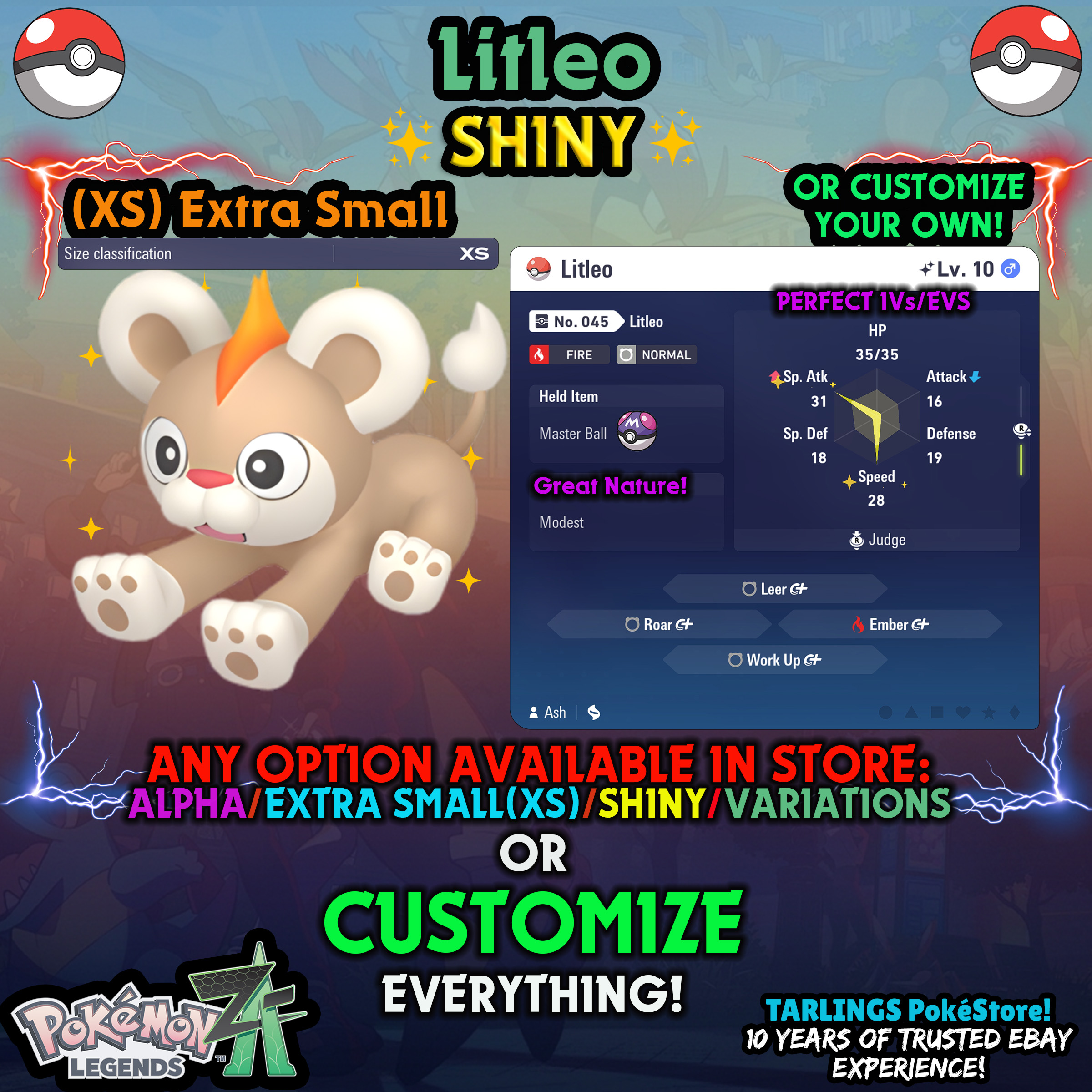 Pokemon Legends ZA π (XS) EXTRA SMALL - LOW LEVELS - SHINY β¨ IVs/Evs/CUSTOMS β¨ - Picture 22 of 146