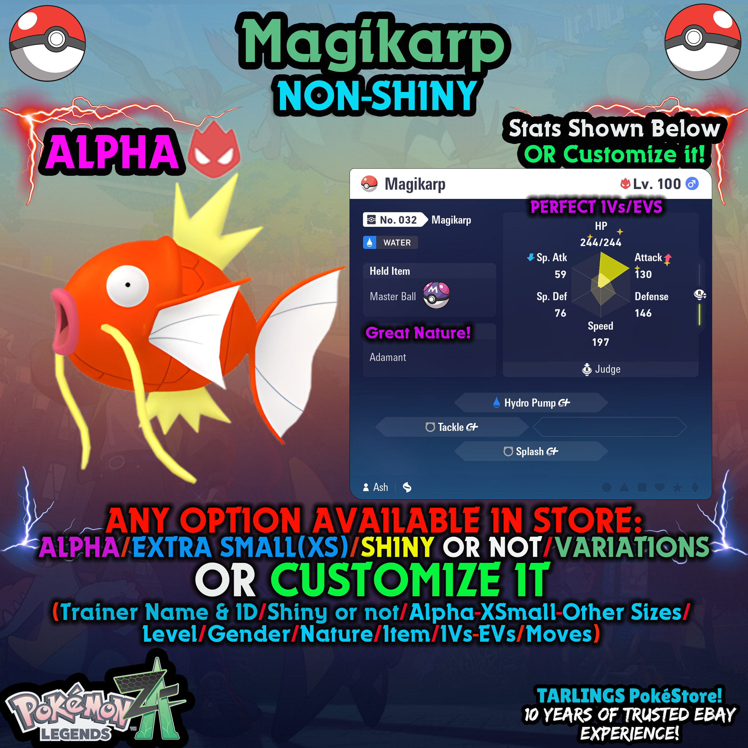 Pokemon Legenden ZA 🐉 Magikarp - SHINY or NON-SHINY ✨ IVs/Masterball/Customs ✨ - Bild 11 von 20