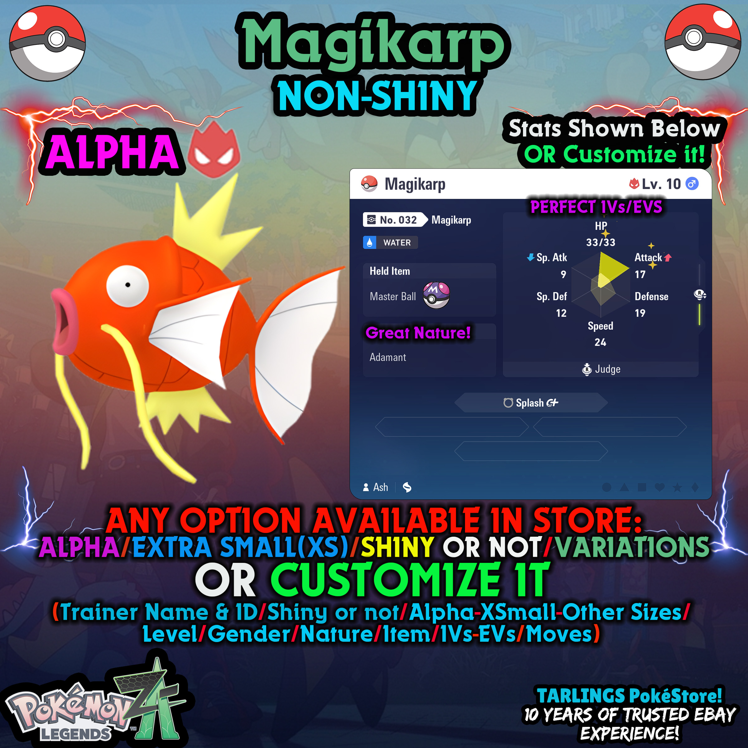 Pokemon Legenden ZA 🐉 Magikarp - SHINY or NON-SHINY ✨ IVs/Masterball/Customs ✨ - Bild 9 von 20