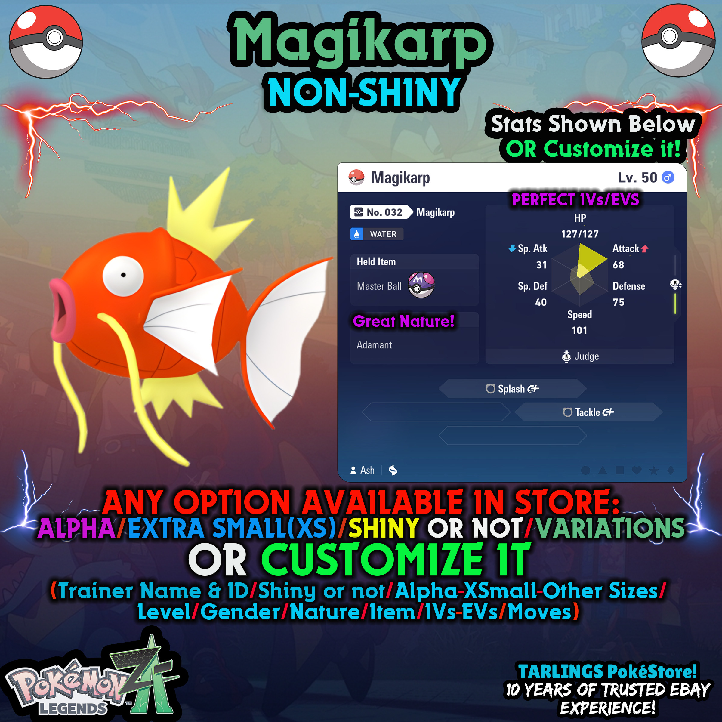 Pokemon Legenden ZA 🐉 Magikarp - SHINY or NON-SHINY ✨ IVs/Masterball/Customs ✨ - Bild 4 von 20