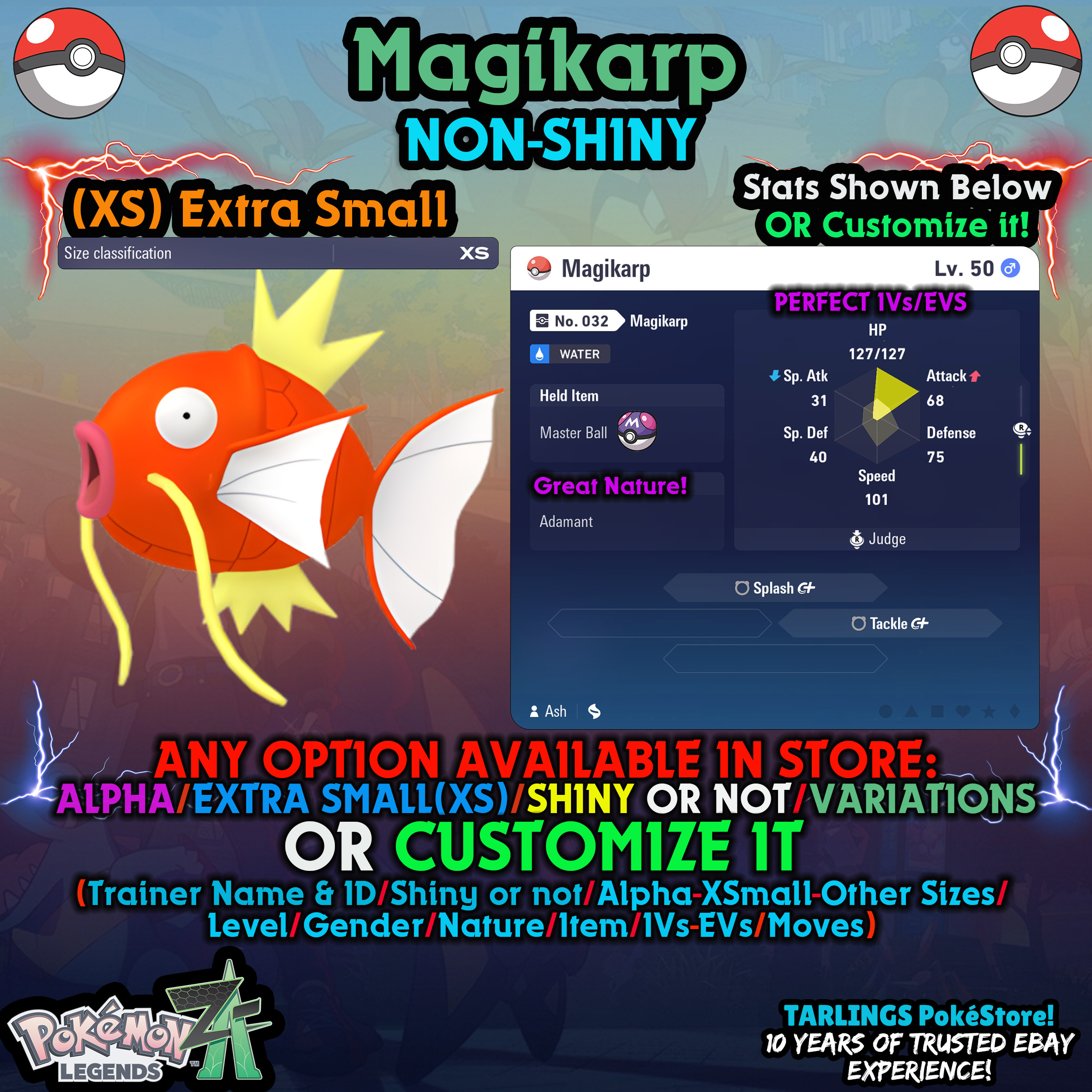 Pokemon Legenden ZA 🐉 Magikarp - SHINY or NON-SHINY ✨ IVs/Masterball/Customs ✨ - Bild 16 von 20