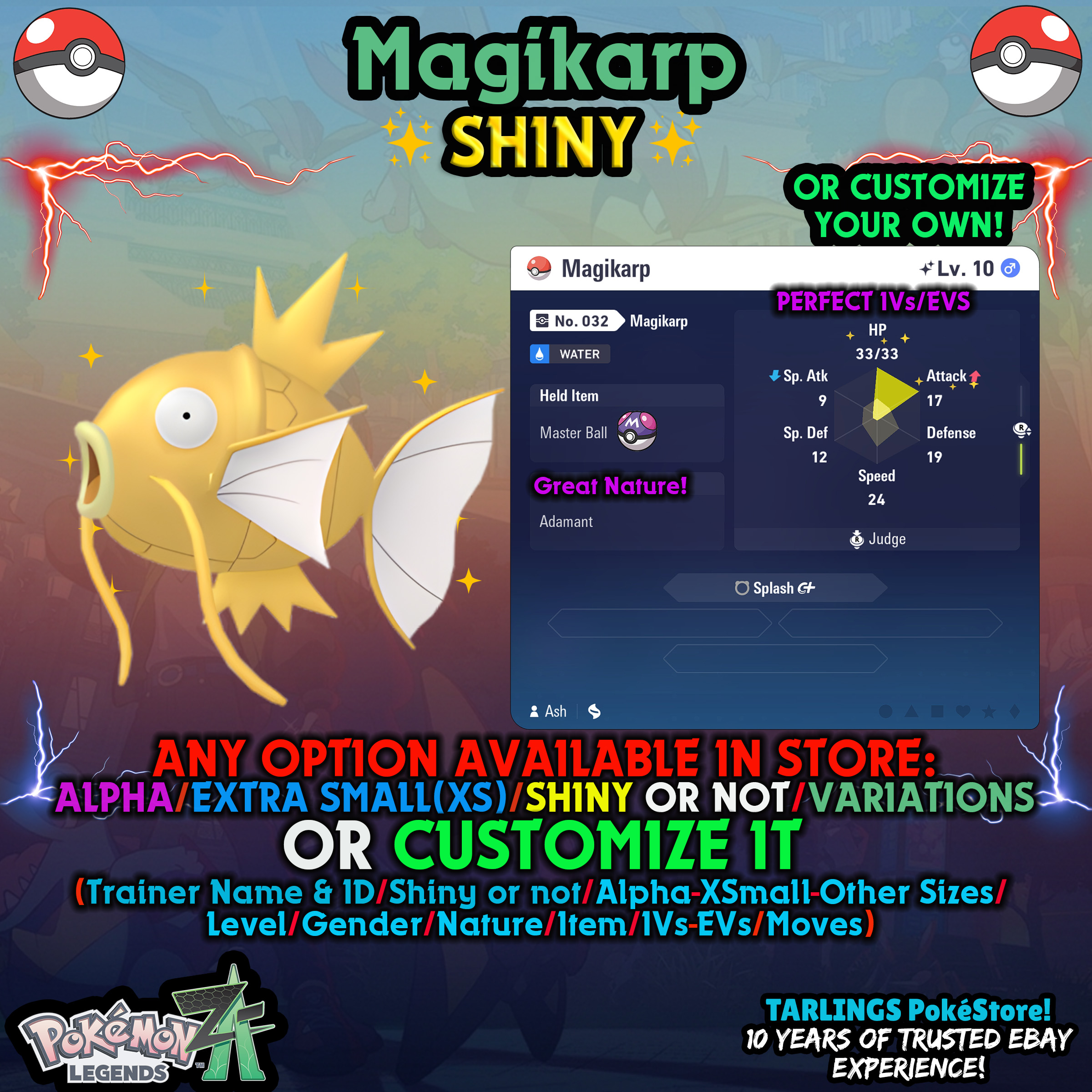 Pokemon Legenden ZA 🐉 Magikarp - SHINY or NON-SHINY ✨ IVs/Masterball/Customs ✨ - Bild 6 von 20