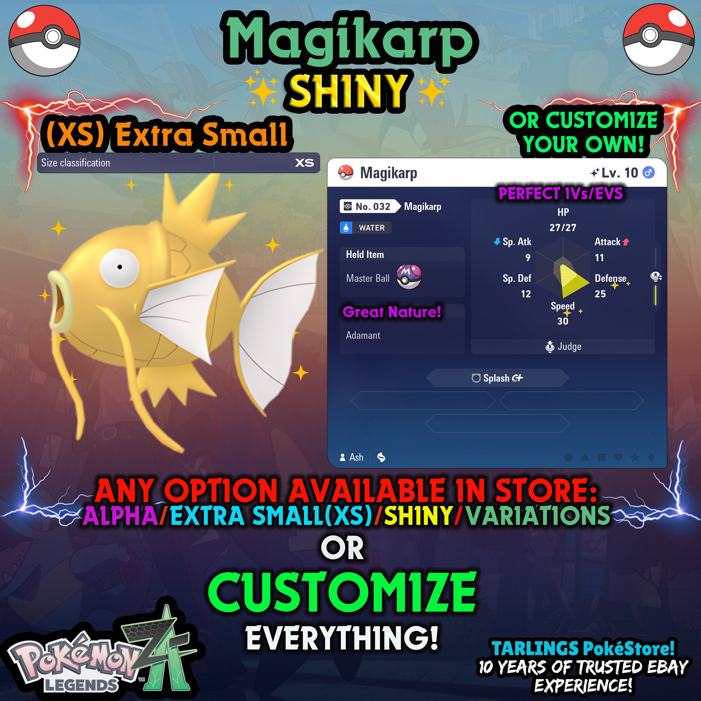 Pokemon Legends ZA π (XS) EXTRA SMALL - LOW LEVELS - SHINY β¨ IVs/Evs/CUSTOMS β¨ - Picture 16 of 146