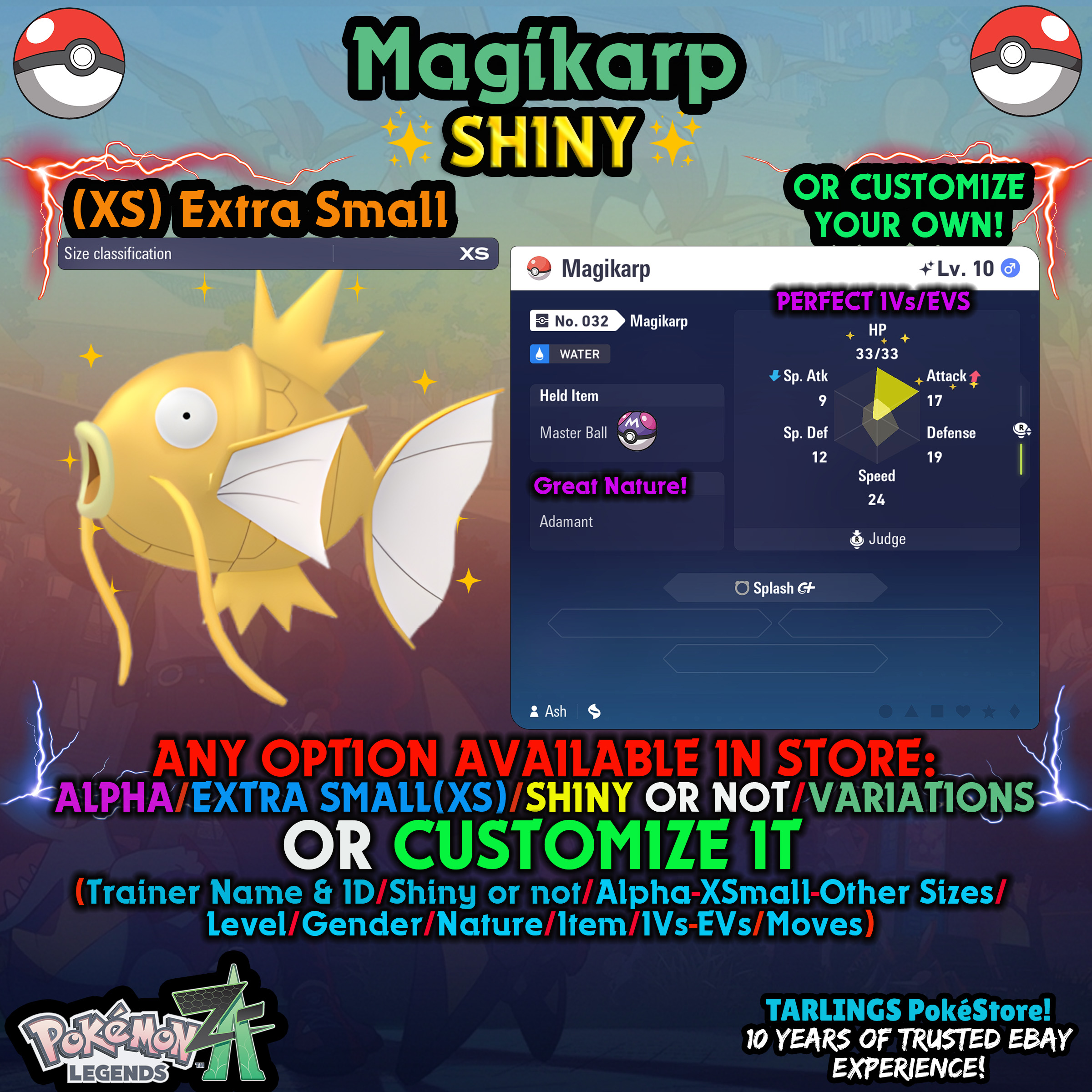 Pokemon Legenden ZA 🐉 Magikarp - SHINY or NON-SHINY ✨ IVs/Masterball/Customs ✨ - Bild 18 von 20