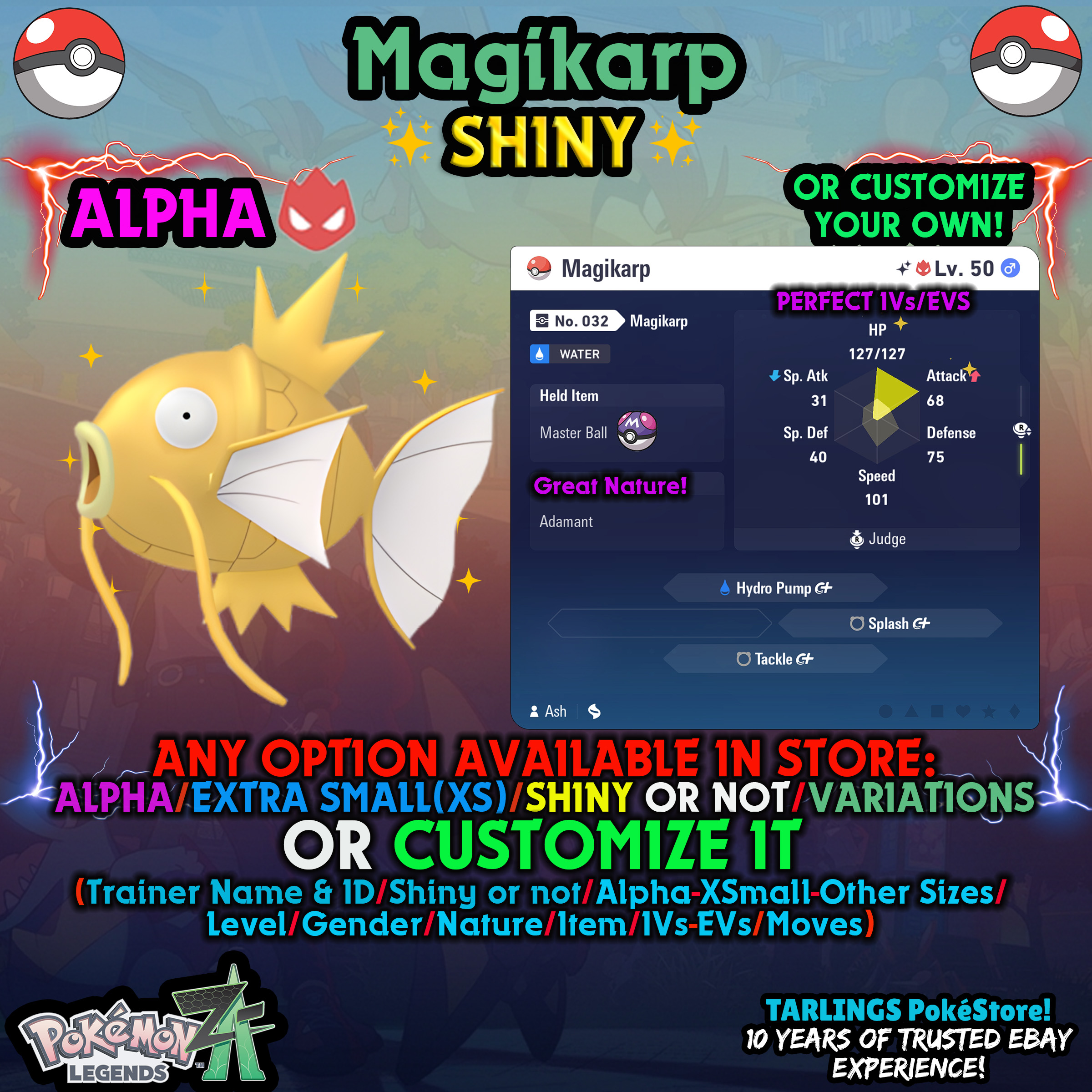 Pokemon Legenden ZA 🐉 Magikarp - SHINY or NON-SHINY ✨ IVs/Masterball/Customs ✨ - Bild 13 von 20