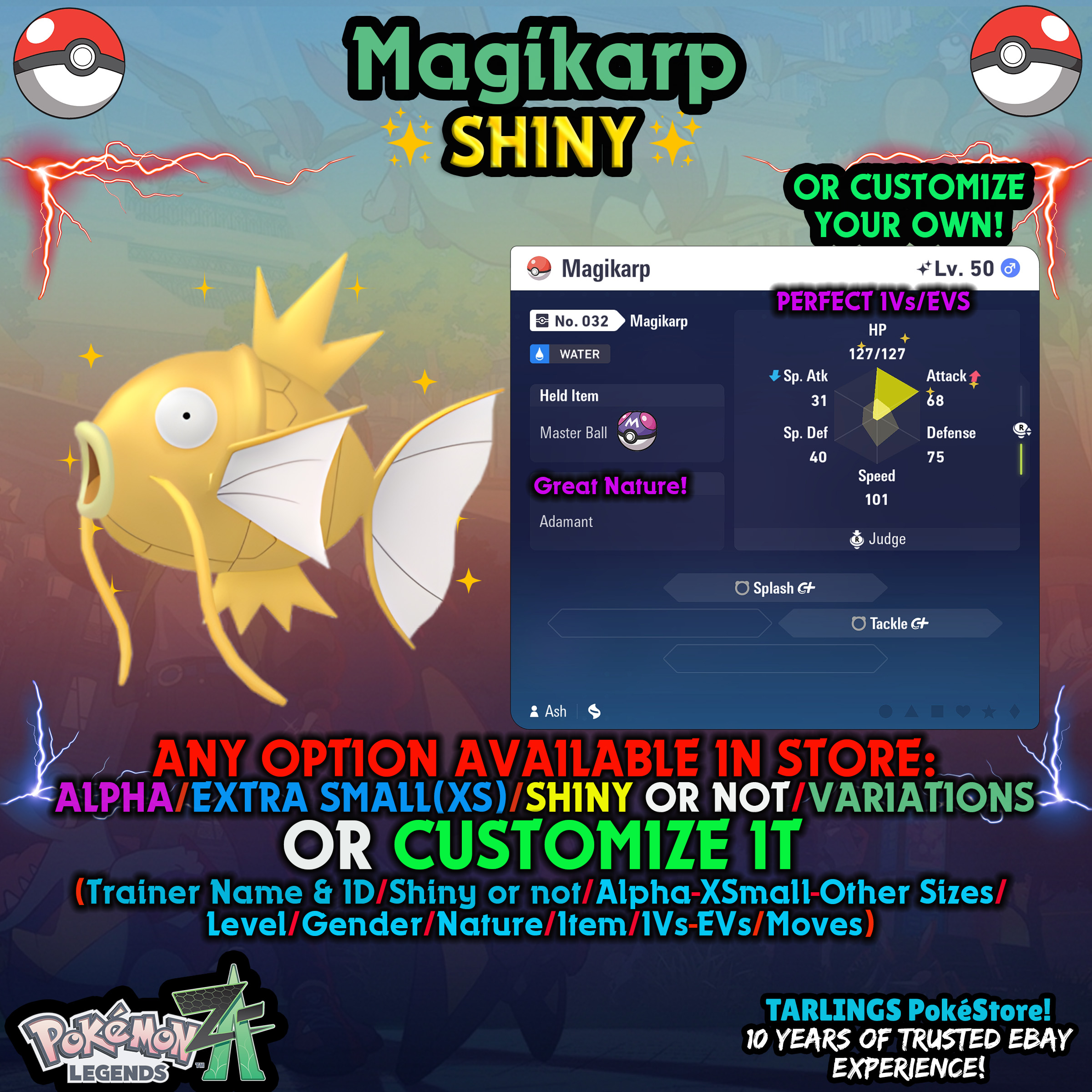 Pokemon Legenden ZA 🐉 Magikarp - SHINY or NON-SHINY ✨ IVs/Masterball/Customs ✨ - Bild 7 von 20