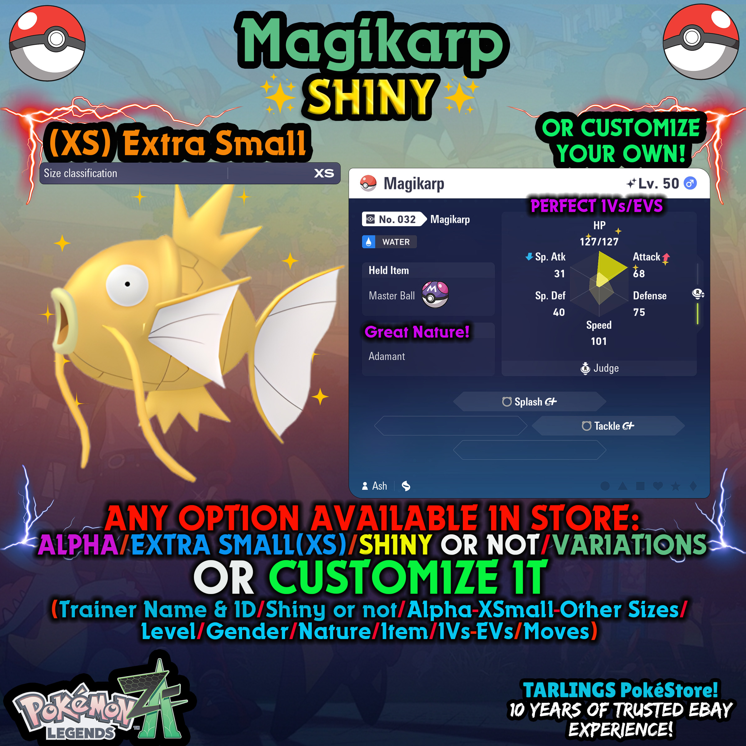 Pokemon Legenden ZA 🐉 Magikarp - SHINY or NON-SHINY ✨ IVs/Masterball/Customs ✨ - Bild 19 von 20