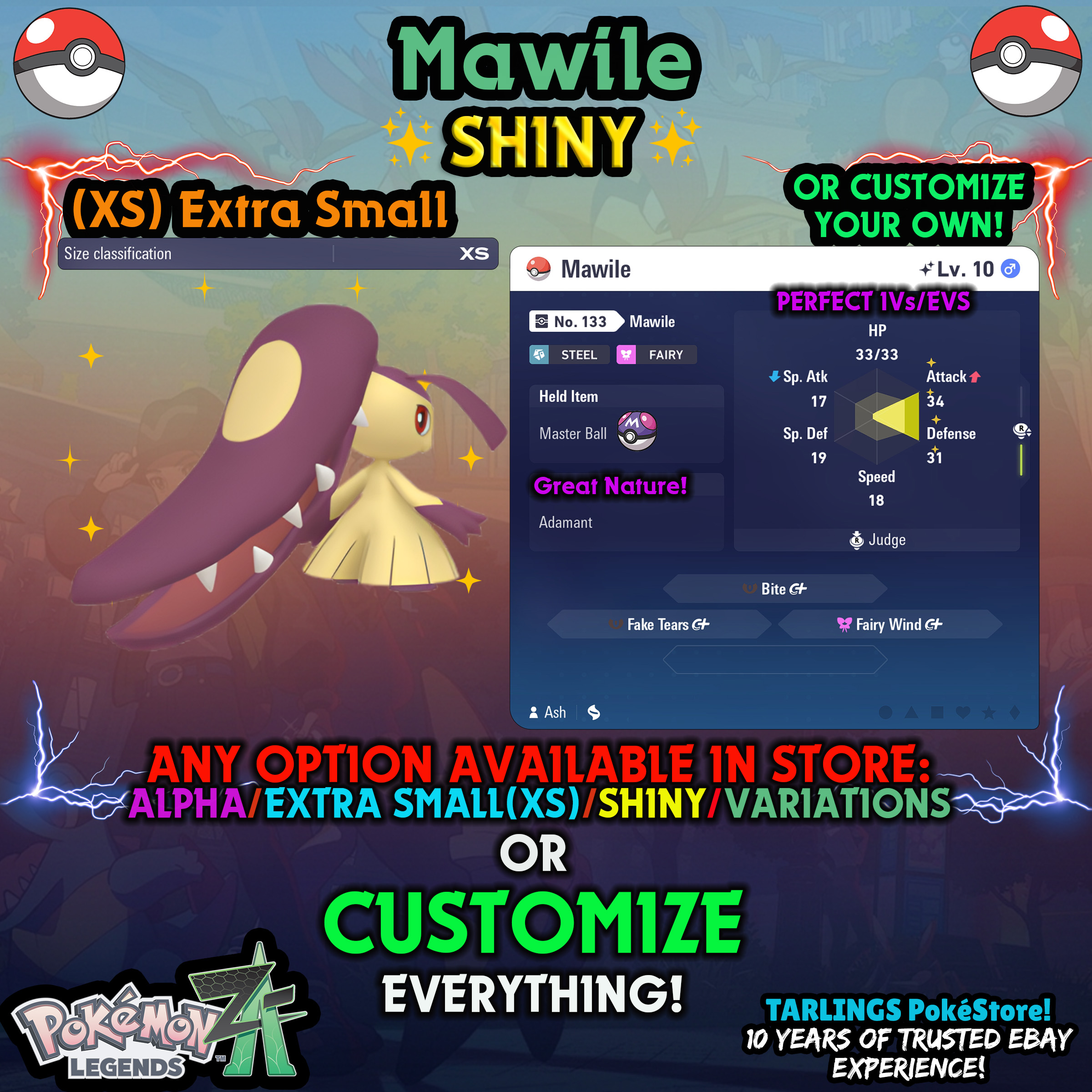 Pokemon Legends ZA π (XS) EXTRA SMALL - LOW LEVELS - SHINY β¨ IVs/Evs/CUSTOMS β¨ - Picture 75 of 146