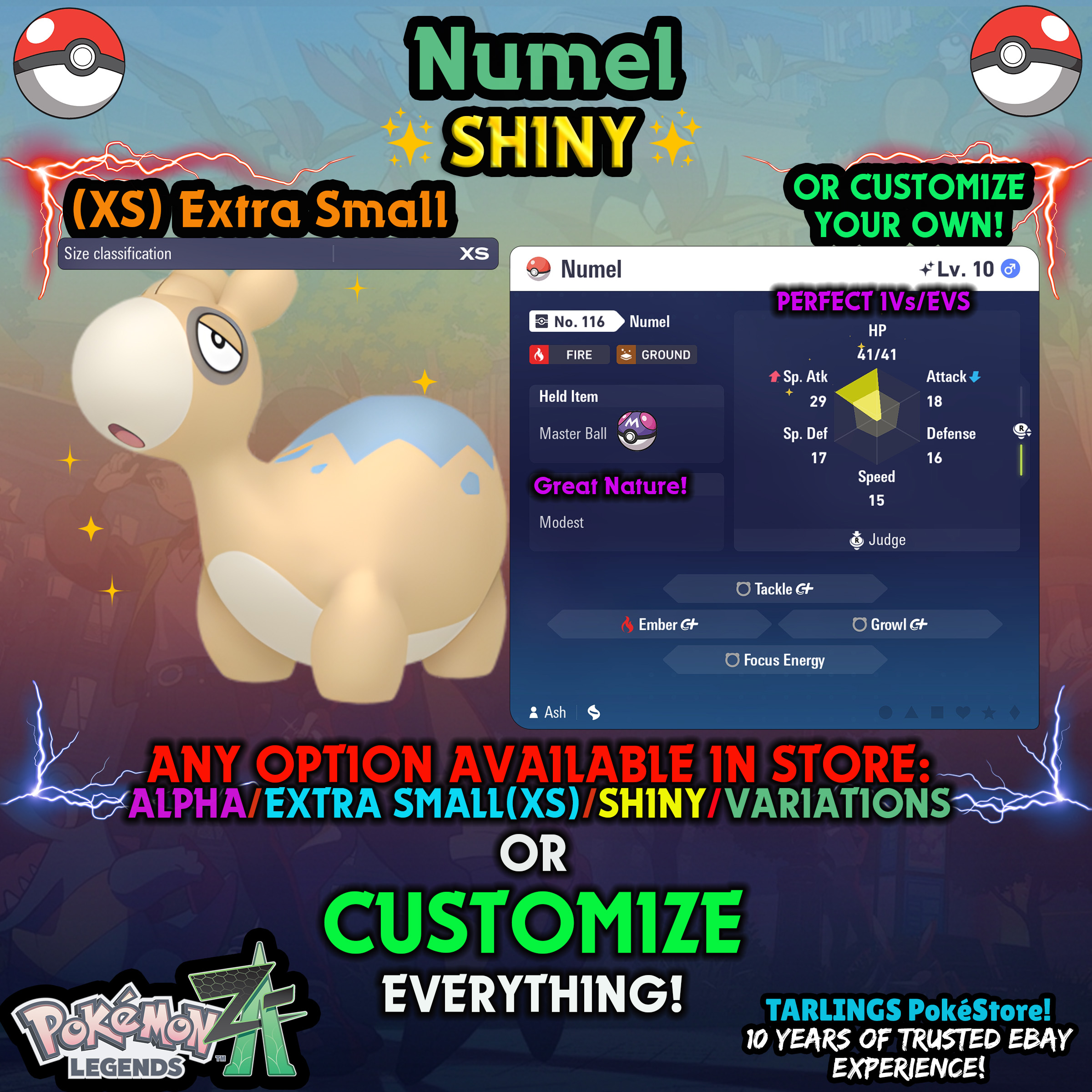 Pokemon Legends ZA π (XS) EXTRA SMALL - LOW LEVELS - SHINY β¨ IVs/Evs/CUSTOMS β¨ - Picture 67 of 146