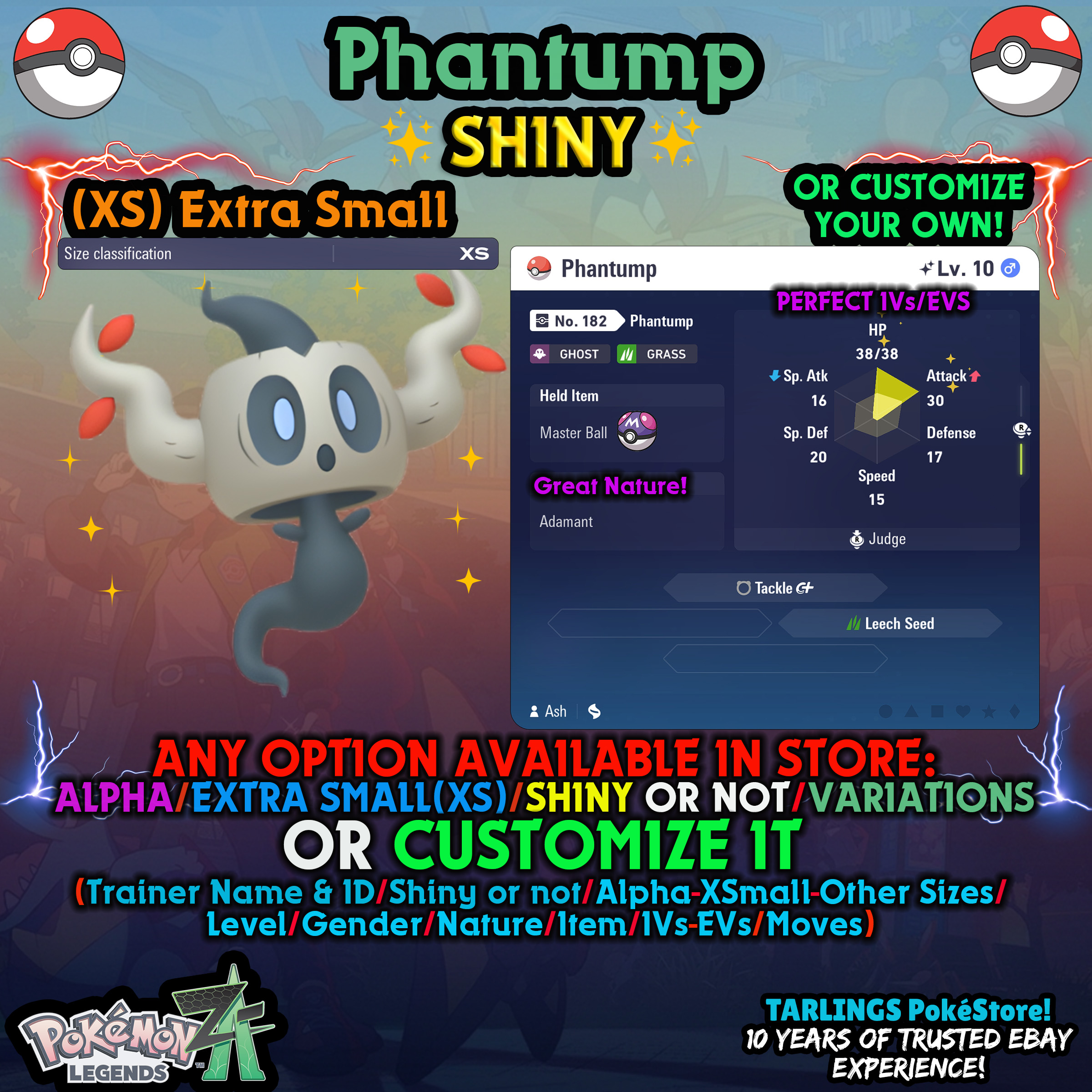 Phantump Shiny 6IV ✨ Leggende Pok&eacute;mon ZA - Veloce E Pronto Allo Scambio