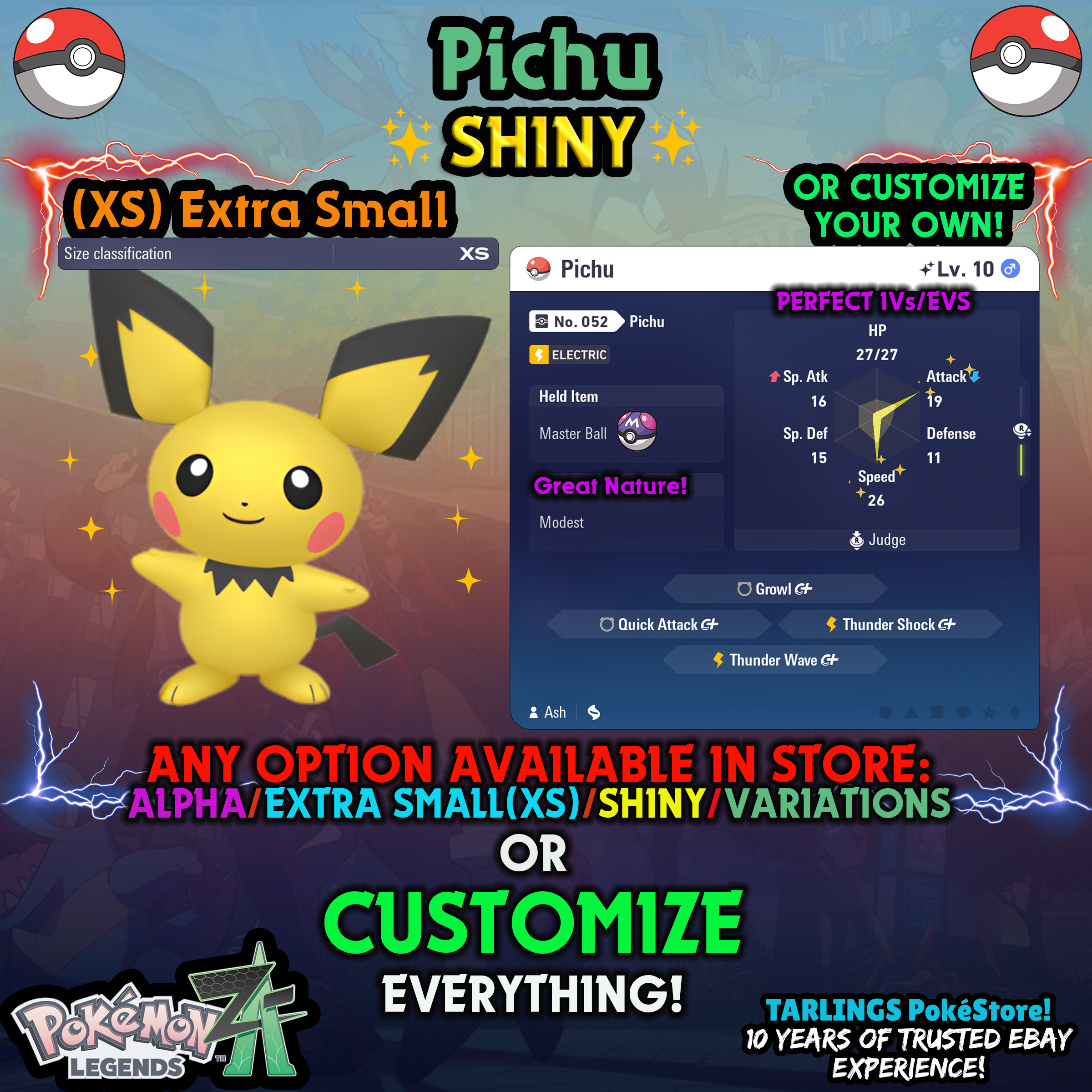 Pokemon Legends ZA π (XS) EXTRA SMALL - LOW LEVELS - SHINY β¨ IVs/Evs/CUSTOMS β¨ - Picture 26 of 146