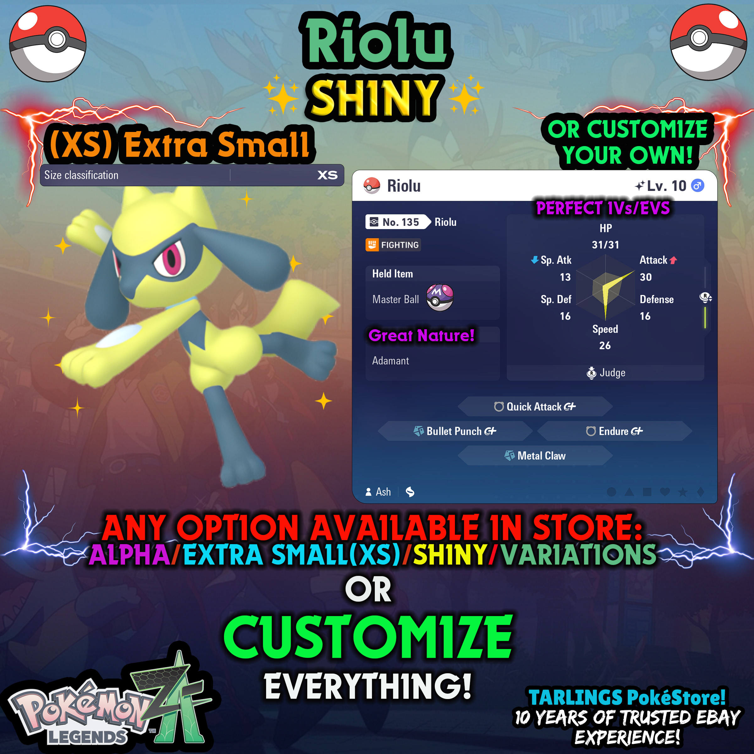 Pokemon Legends ZA π (XS) EXTRA SMALL - LOW LEVELS - SHINY β¨ IVs/Evs/CUSTOMS β¨ - Picture 77 of 146