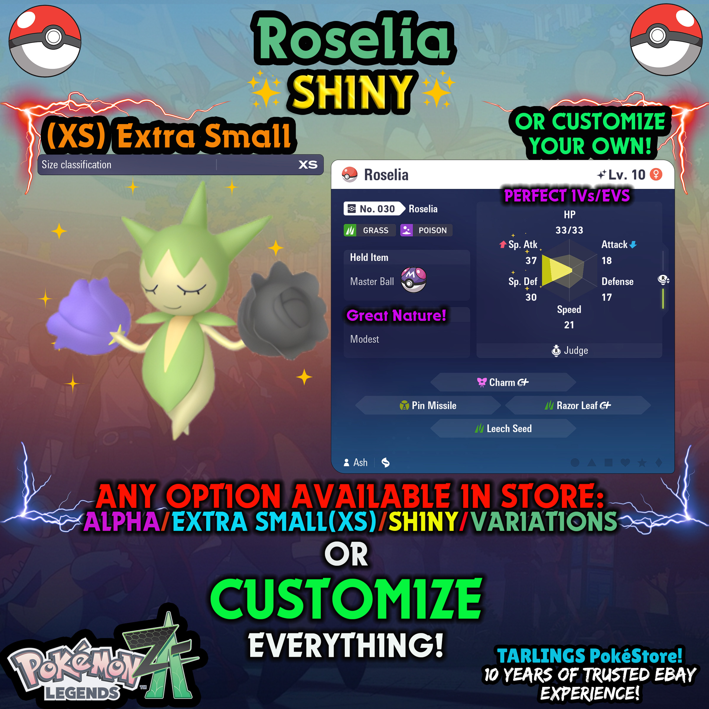 Pokemon Legends ZA π (XS) EXTRA SMALL - LOW LEVELS - SHINY β¨ IVs/Evs/CUSTOMS β¨ - Picture 14 of 146