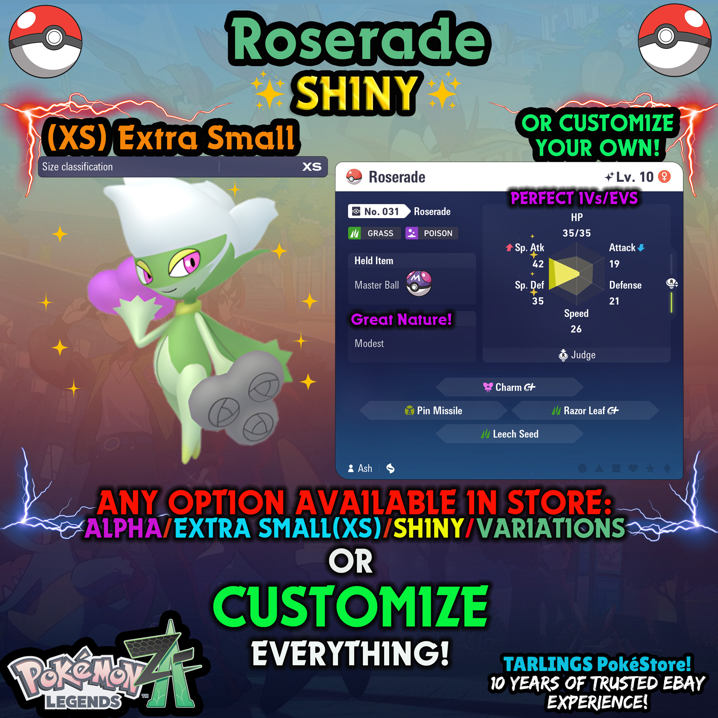 Pokemon Legends ZA π (XS) EXTRA SMALL - LOW LEVELS - SHINY β¨ IVs/Evs/CUSTOMS β¨ - Picture 15 of 146
