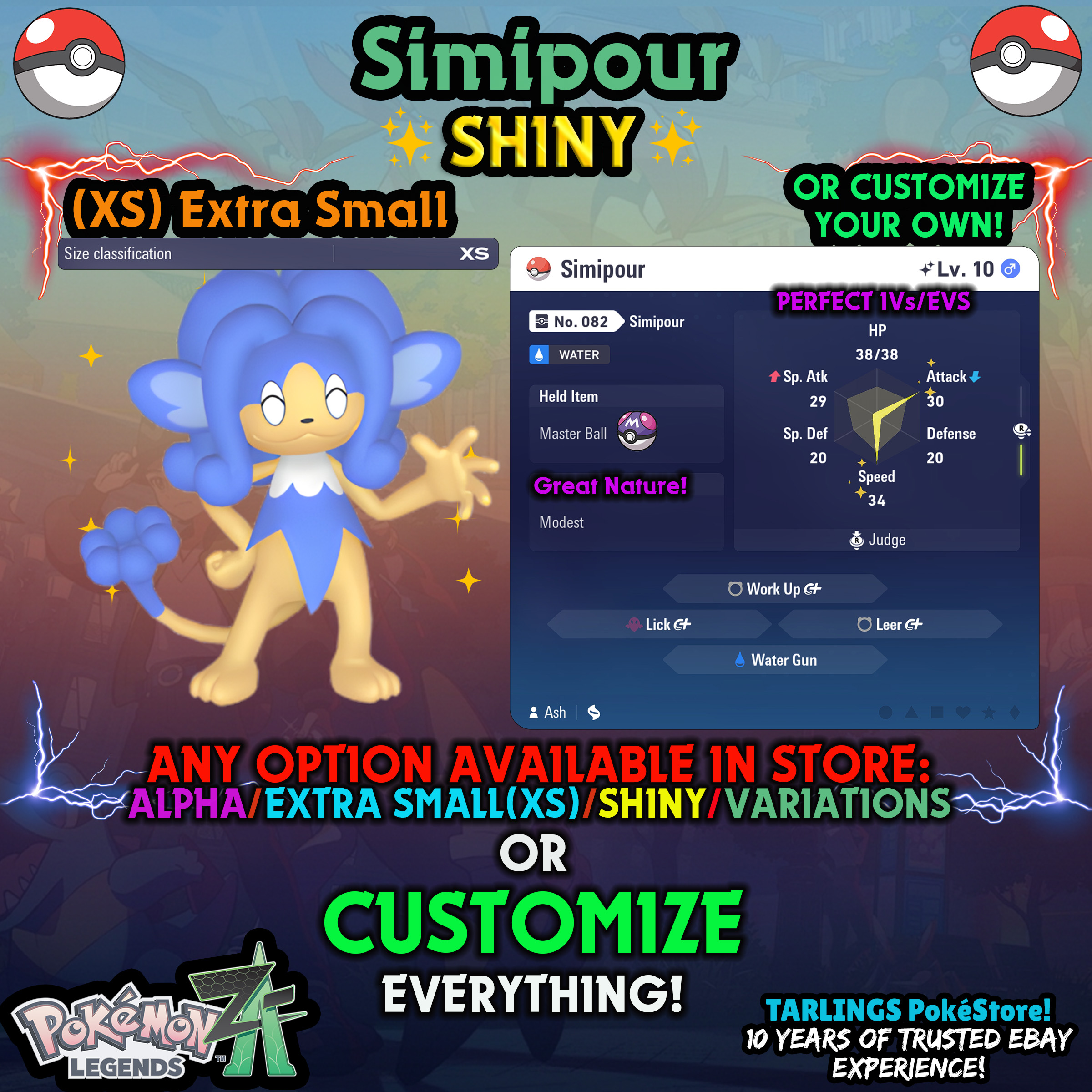 Pokemon Legends ZA π (XS) EXTRA SMALL - LOW LEVELS - SHINY β¨ IVs/Evs/CUSTOMS β¨ - Picture 44 of 146